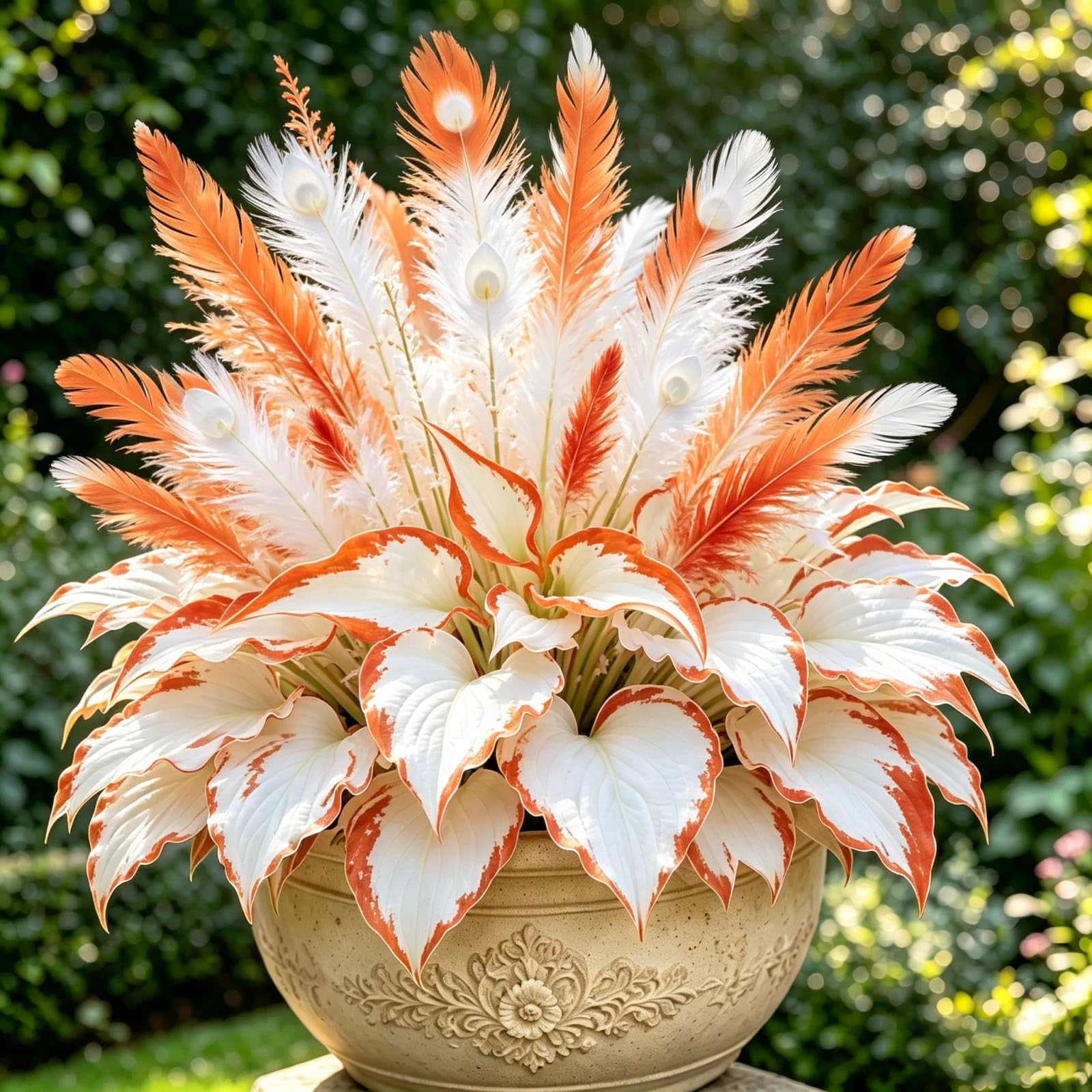 Peacock Flame Hosta Plants for YourOutdoor Gardening Displays-4 Rhizomes-A