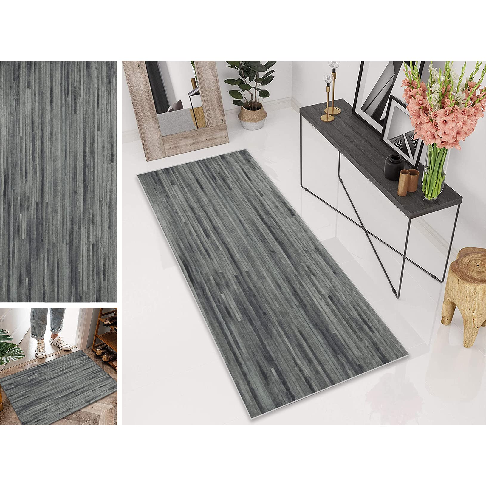 FANGJIE The Rug​House 60x480cm Easy Clean ​Durable Washable Door Mat Gloor Mat Durable Made To Measure for Living Room/Kitchen/Hallway/Bedroom/Corridor, D