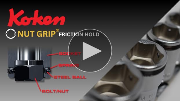 Koken USA Special 3/8 Sq. Dr. Nut-Grip, SAE, Socket rail set