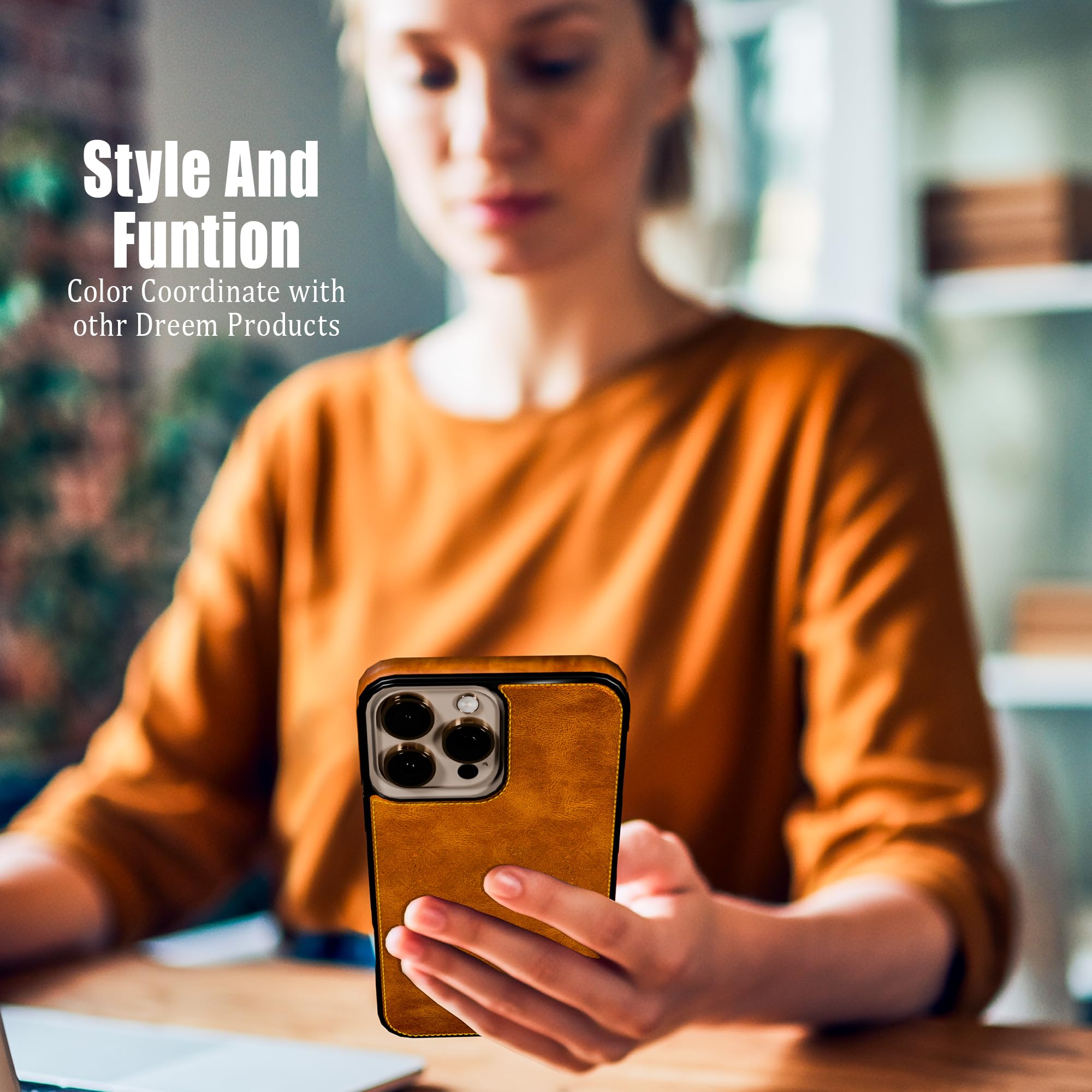 EMF Protection Anti Radiation Cell Phone Wallet Case for iPhone, EMF Blocker Genuine Leather Flip Folio Phone Cover, RFID Blocking Card Holder, MagSafe Case Wallet (Brown/Gray, iPhone 12 Pro Max) - 4