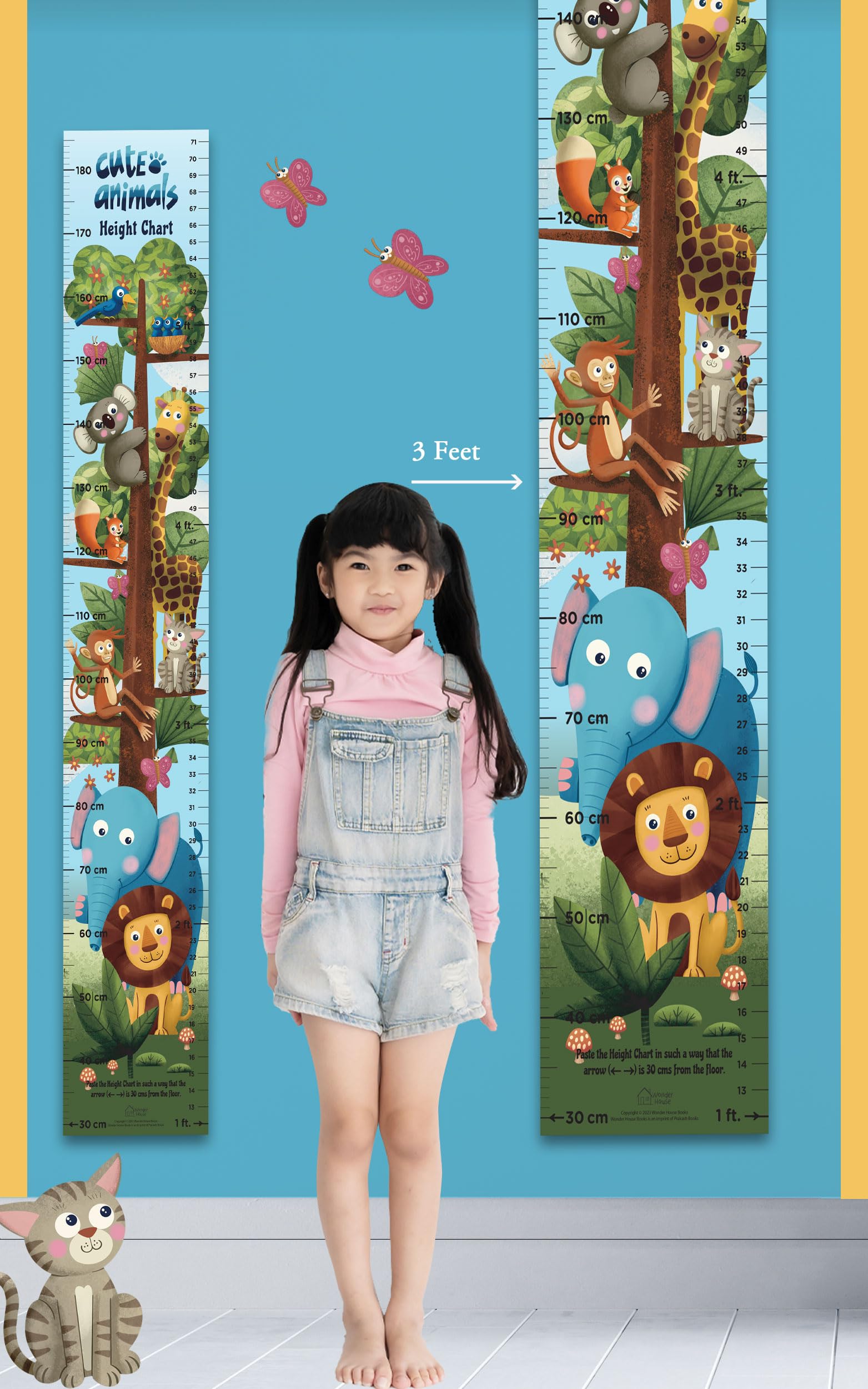 Cute Animals Height Chart (Kids' Height Chart | Height Measuring Scale Sticker | Height Chart Wall Sticker for Children | Nursery Decoration) 3