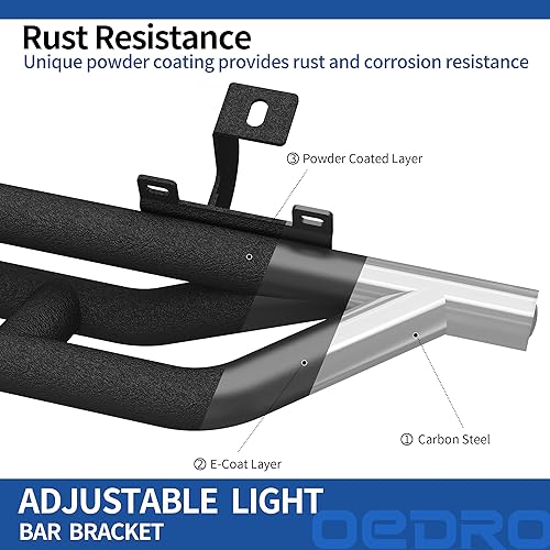 Miniatura 4 de OEDRO Estribos de 6.5 pulgadas compatibles con Jeep Wrangler JL 2018-2024 y Unlimited de 4 puertas, barras Nerf con barras laterales negras