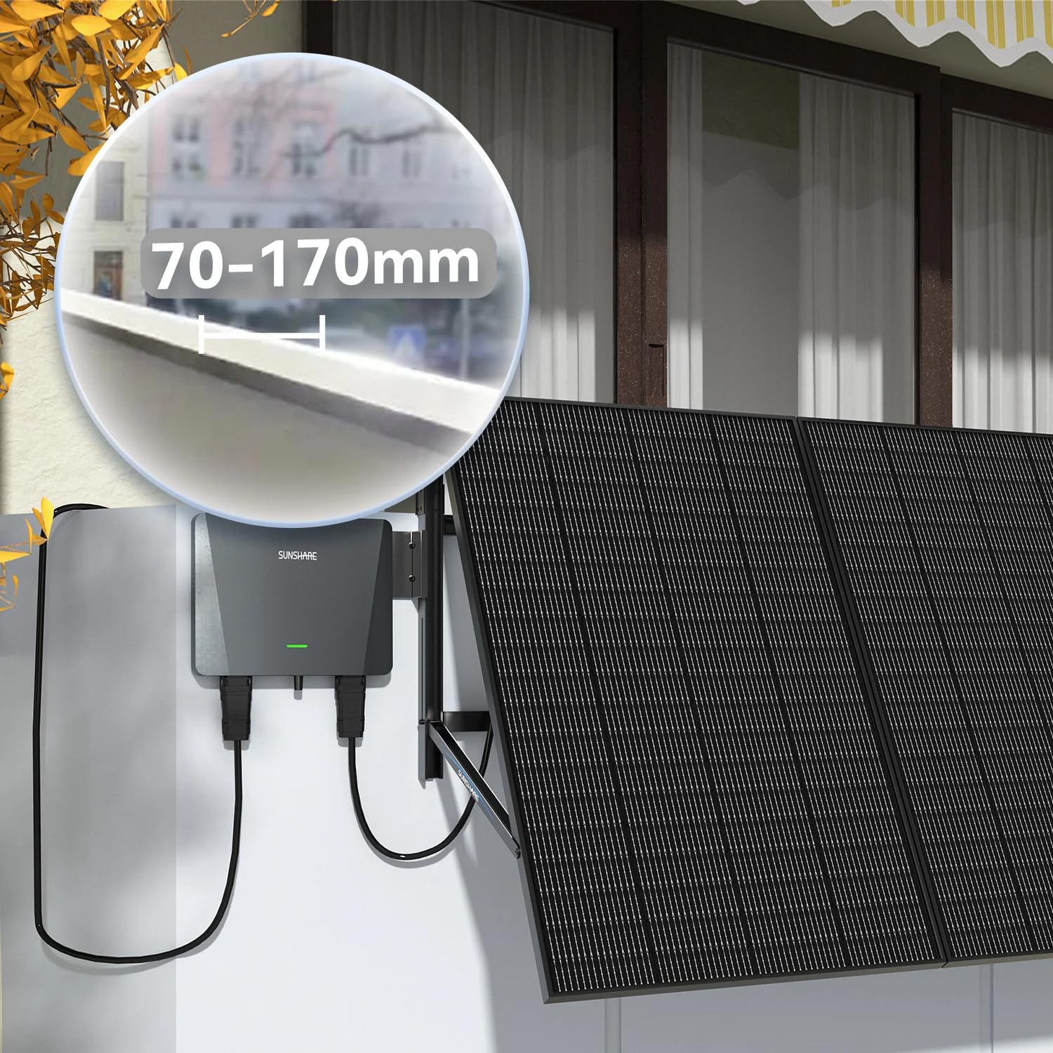Ray 400W Balkonkraftwerk mit Beton-Balkonhalterung - Balkonkraftwerk 800W komplett Steckdose - neuester 800 Watt Wechselrichter - Solaranlage Komplettset - 5m Kabel