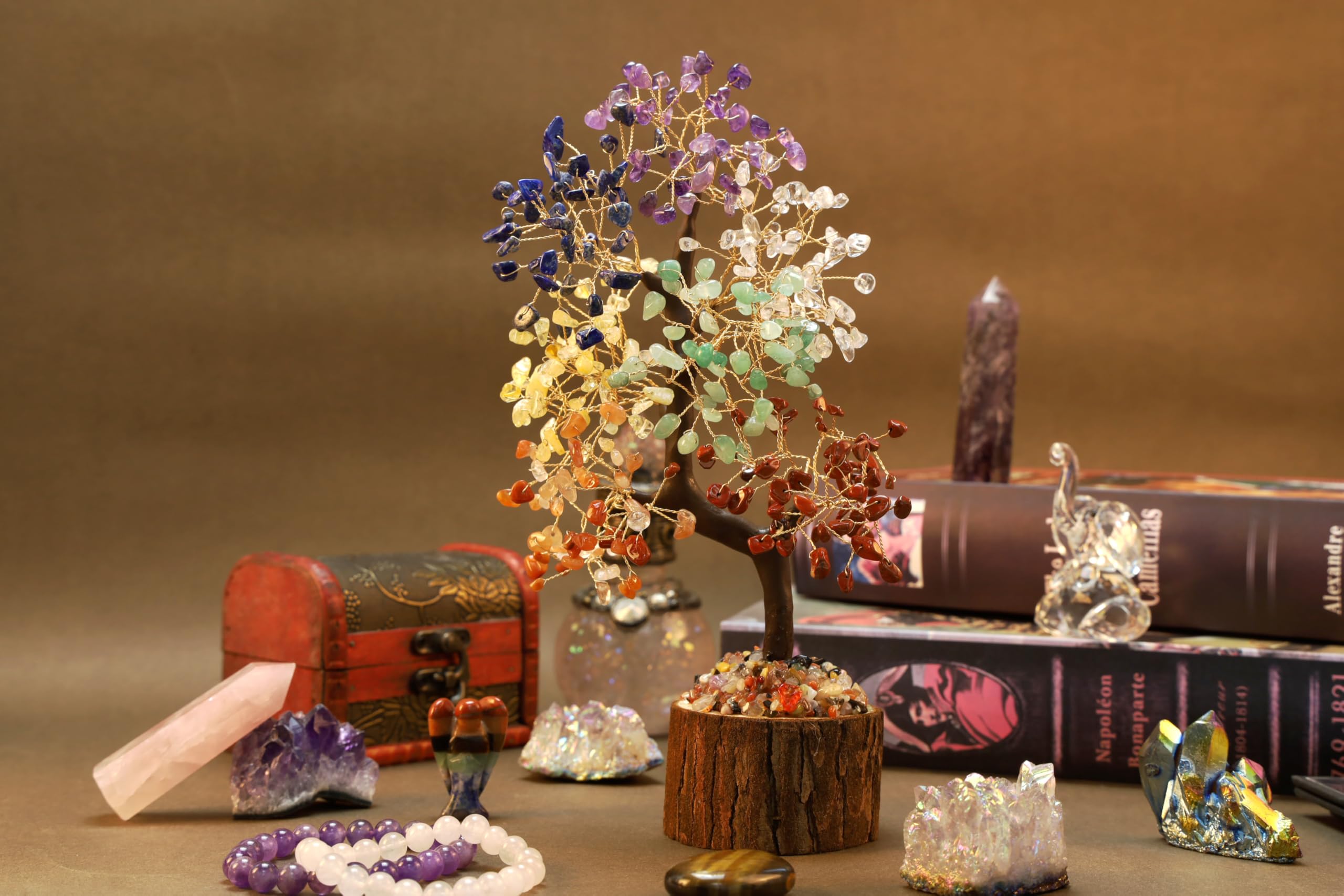 Chakra Steine Kristallbaum, Lebensbaum, Edelsteinkristall Bonsai Baum, Geldbaum Schreibtisch Deko, Baum des Lebens, Spirituell Esoterik Feng Shui Deko, Spirituelle Geschenke für Frauen