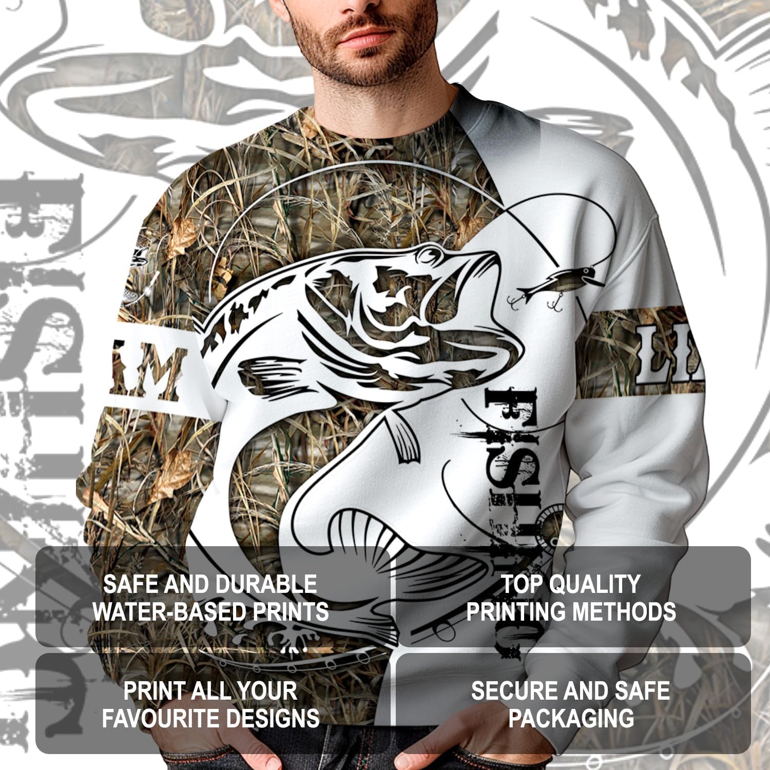 PriAmi Personalized Bass 3D Camo Fishing Print Hoodie Sweatshirt Unisex Pullover Fishing Lover Gift - Image 4
