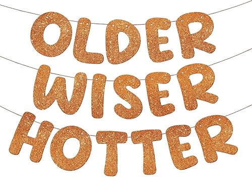 Miniatura 14 de Fulmoon Juego de 3 carteles de cumpleaños con purpurina para mujeres de 30, 40, 50, 60, 70, 80, cumpleaños, regalo (dorado)