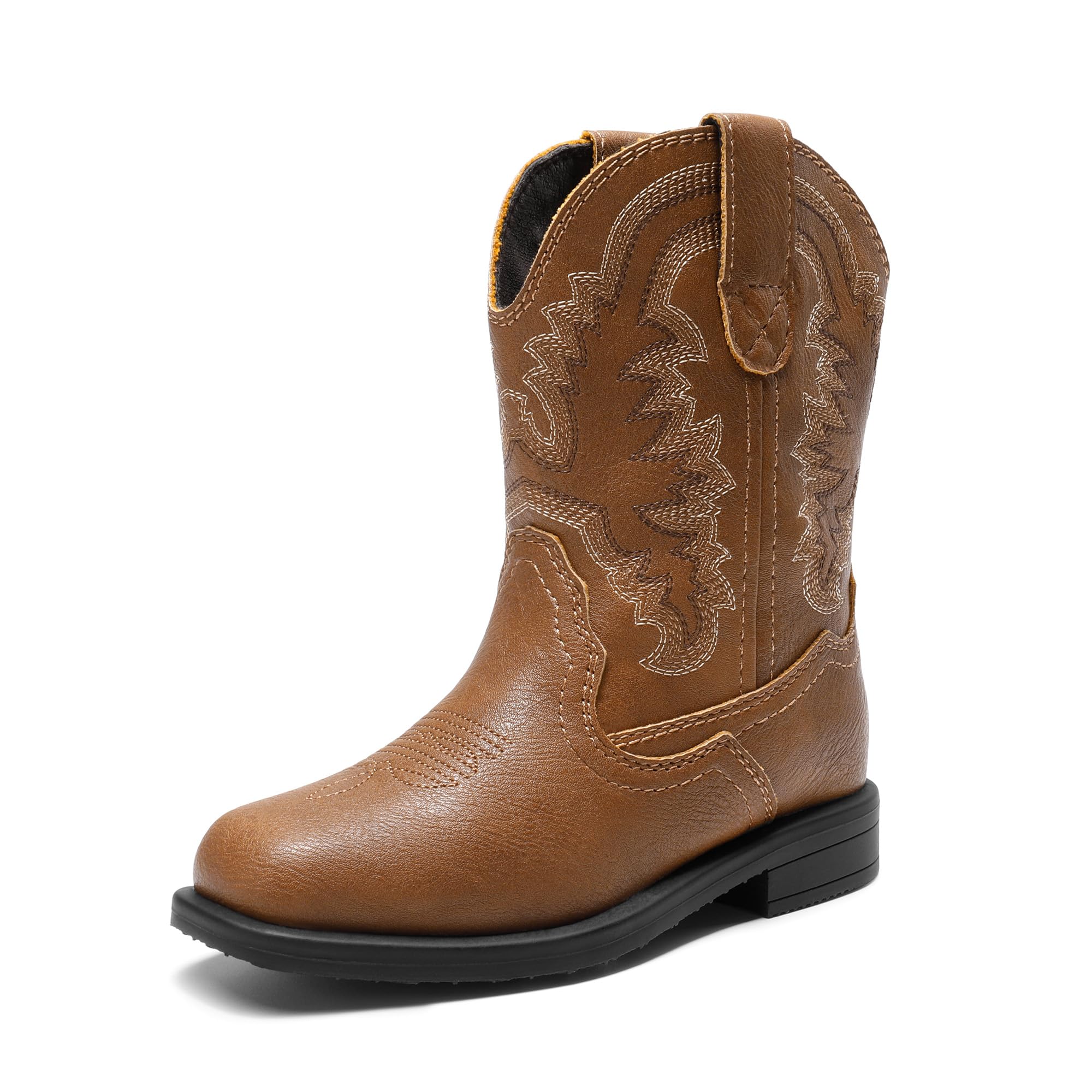 DREAM PAIRS Toddler Boys Girl Cowboy Cowgirl Boots | Western Square Toe Horse Riding Mid Calf Pull Tab Slip on Shoes for Little Kids