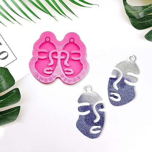 Miniatura 6 de 2 moldes de resina de silicona, moldes para aretes para hacer joyas, moldes de silicona para joyería de moda, molde de resina con forma de cara,