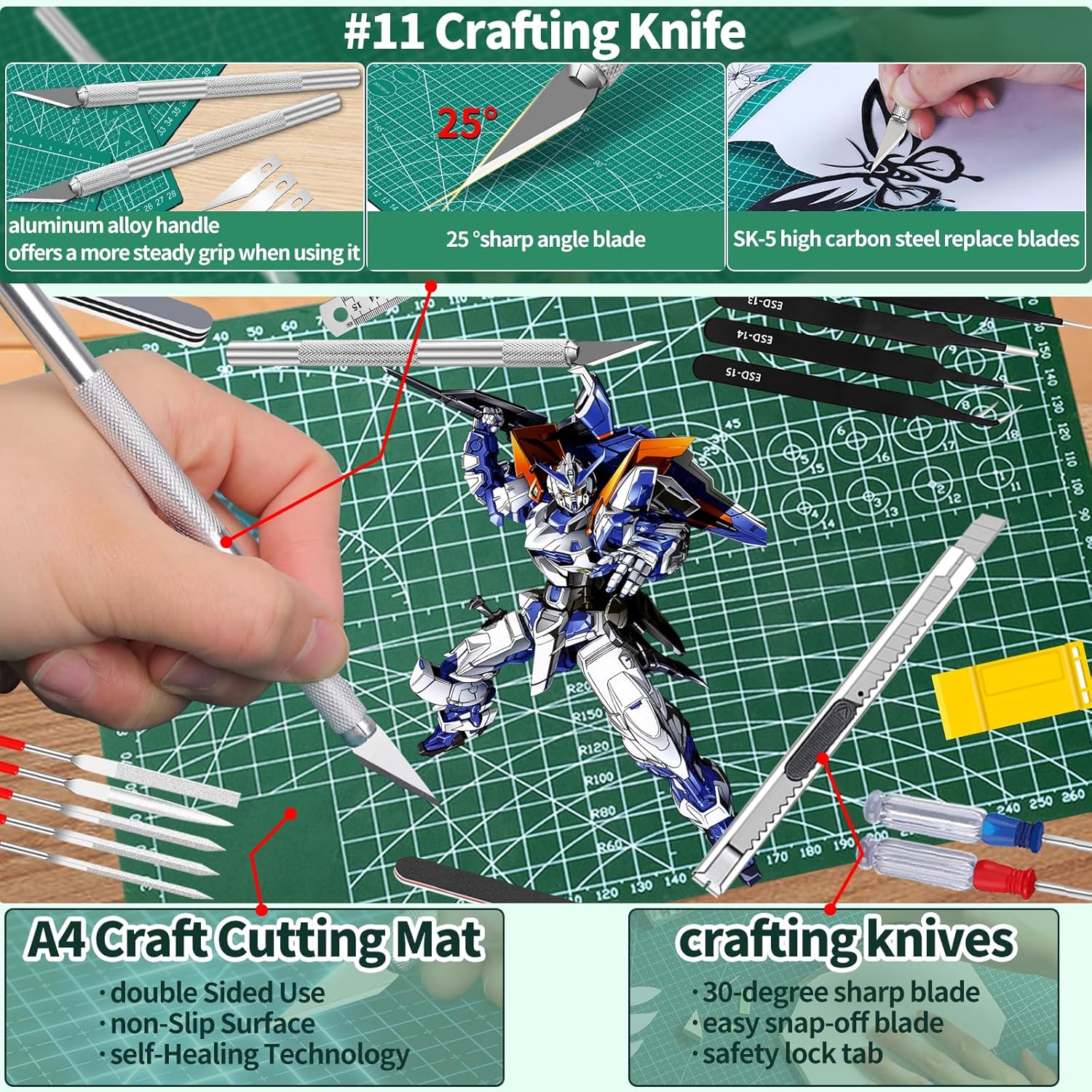 108Pcs Modeler Basic Tools Craft Set, Hobby Modeling Tools for Gundam Model Car Airplane Repairing & Fixing