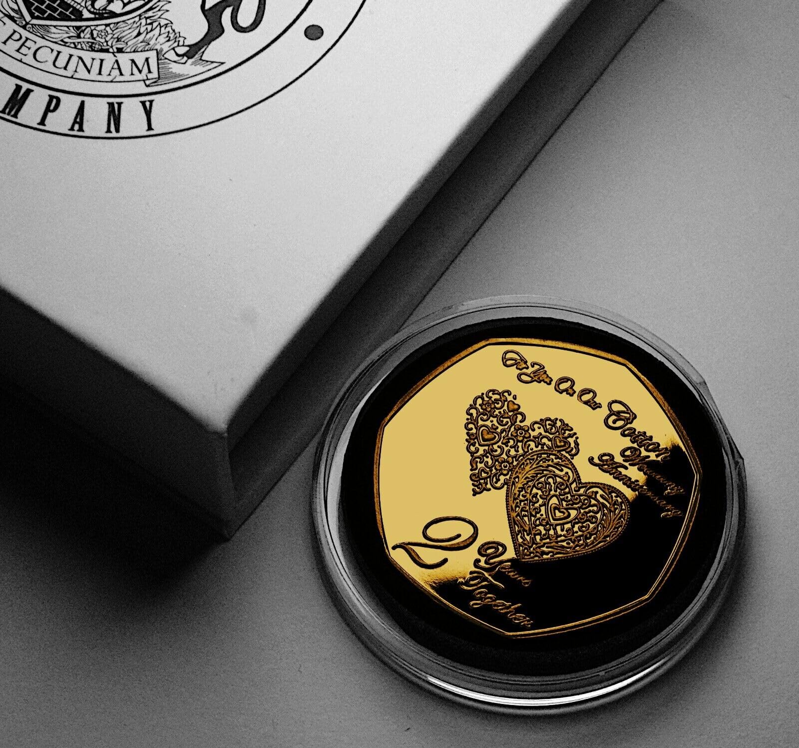 The Commemorative Coin Company ON OUR SECOND 'COTTON' WEDDING ANNIVERSARY 24ct Gold Commemorative in Gift Box. Gift/Present 2 Years Gift For Partner Husband/Wife 2nd Anniversary