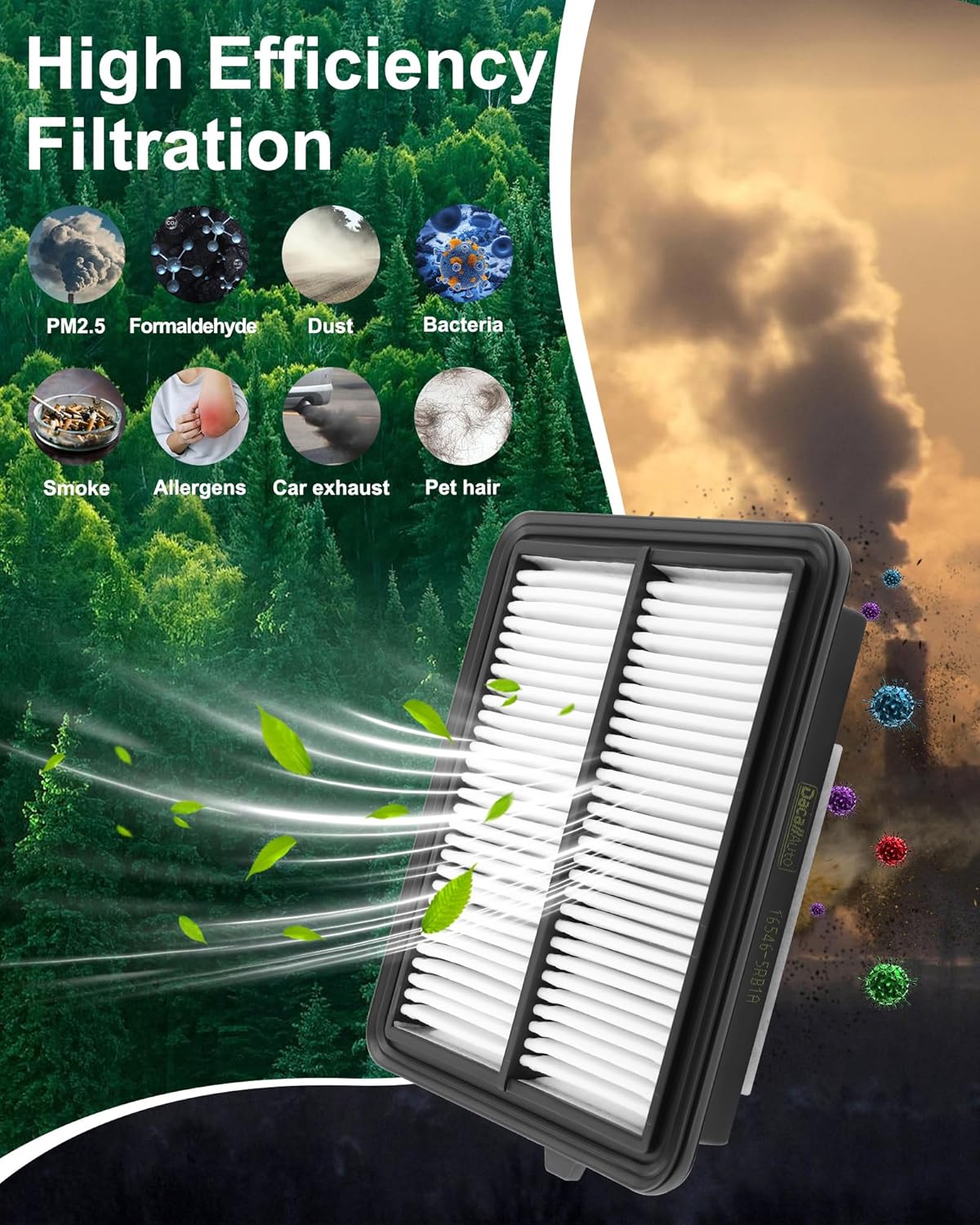 Activated Carbon Cabin & Engine Air Filter Set fit for Nissan Kicks L4-1.6L Gas (2018-2024), Versa L4-1.6L Gas (2020-2025), Replacement CF12312, CA12315