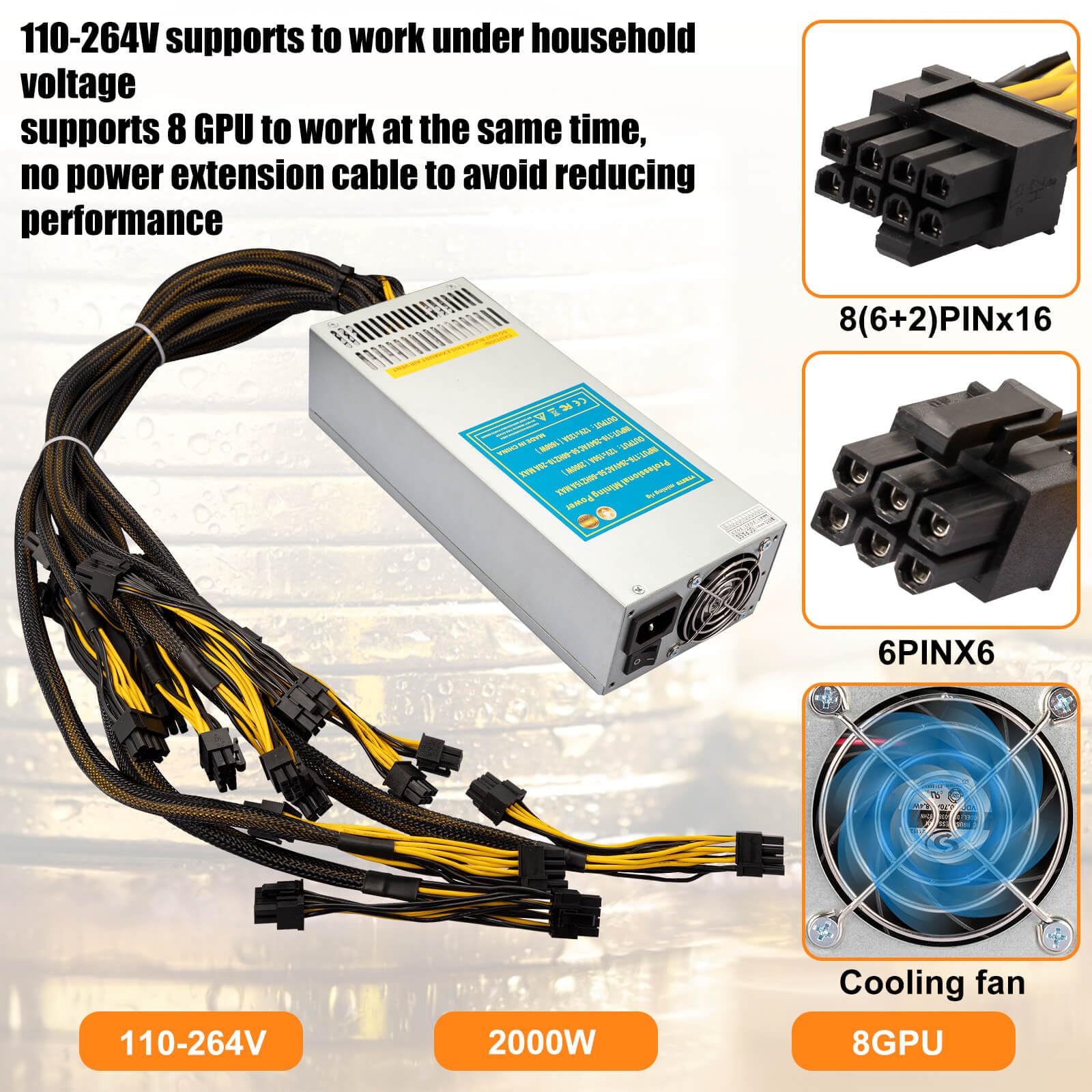 Amazon.com: VTRETU 2000W Mining Power Supply 2U Miner PSU 110-264V