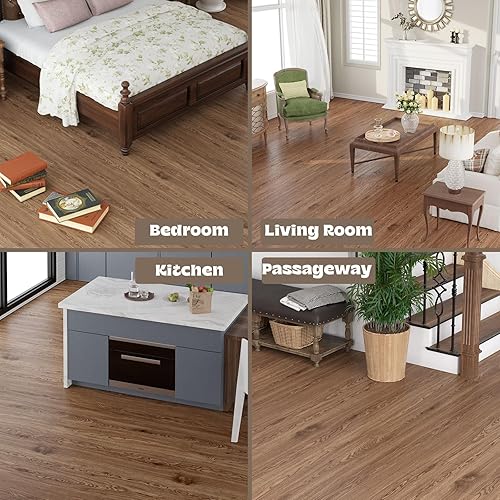 Miniatura 7 de Oxdigi Rollo de vinilo autoadhesivo para suelos de 24 x 393 pulgadas  64 pies cuadrados, azulejos de vinilo autoadhesivos para suelos de madera,