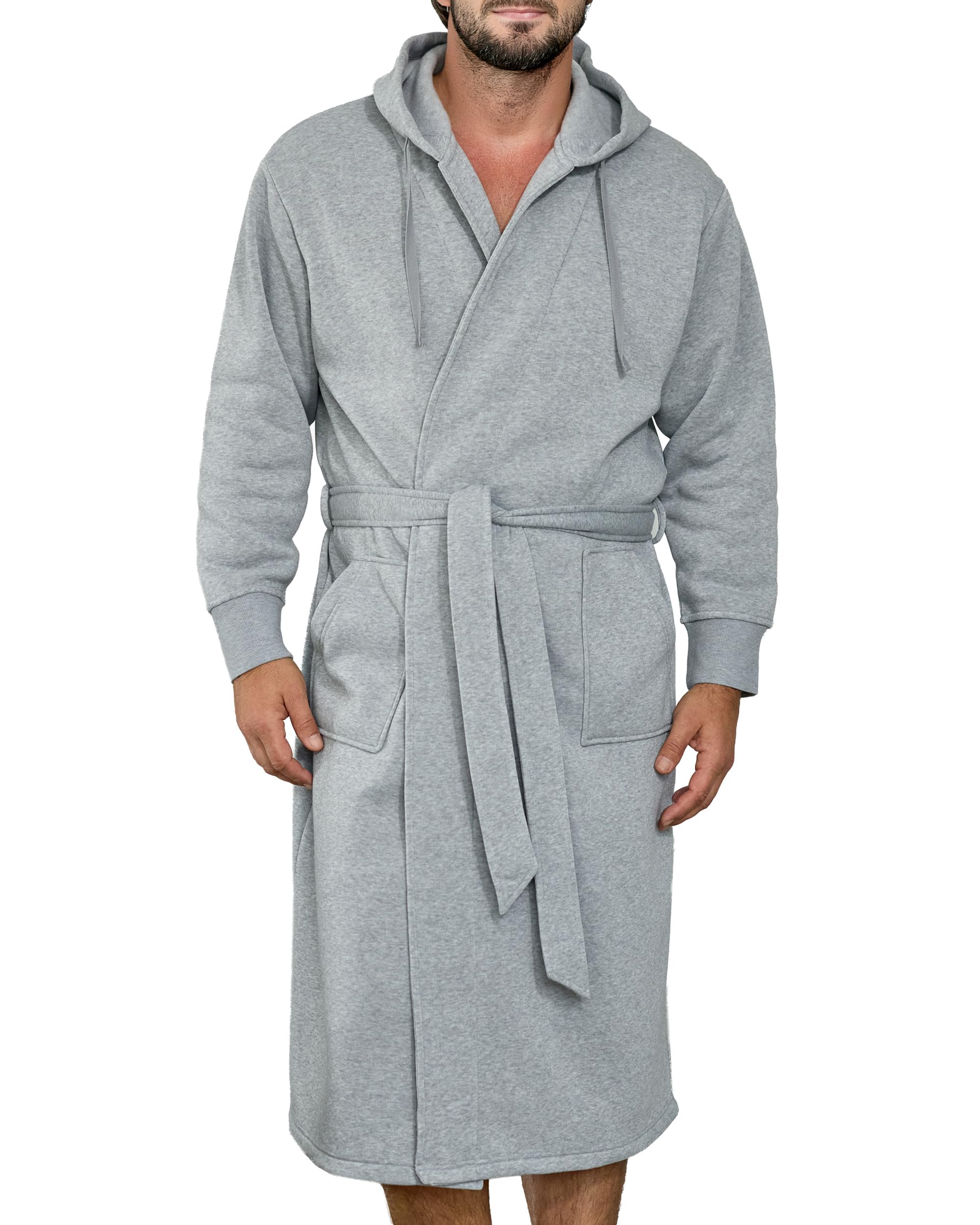 Alexander Del Rossa Men's Long Sleeve Hooded Sweatshirt Robe, Mens Bathrobe