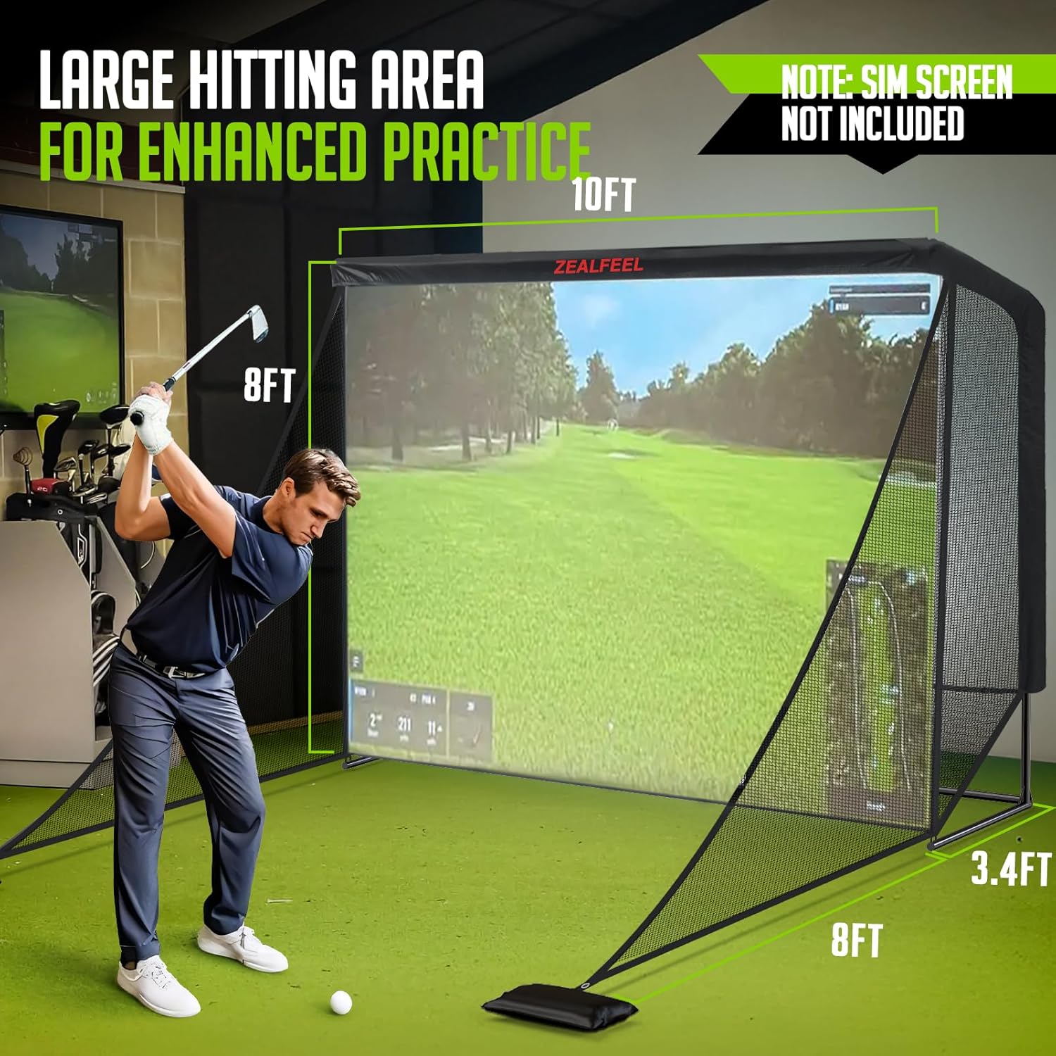 Golf Net, 10x7ft/8x8ft Golf Enclosure Net with Side Barriers/Auto-Ball Return, Low-Noise Target, Carry Bag, 4 Stakes, Hitting Practice Net for Backyard Driving Chipping Indoor Outdoor Use - Image 3