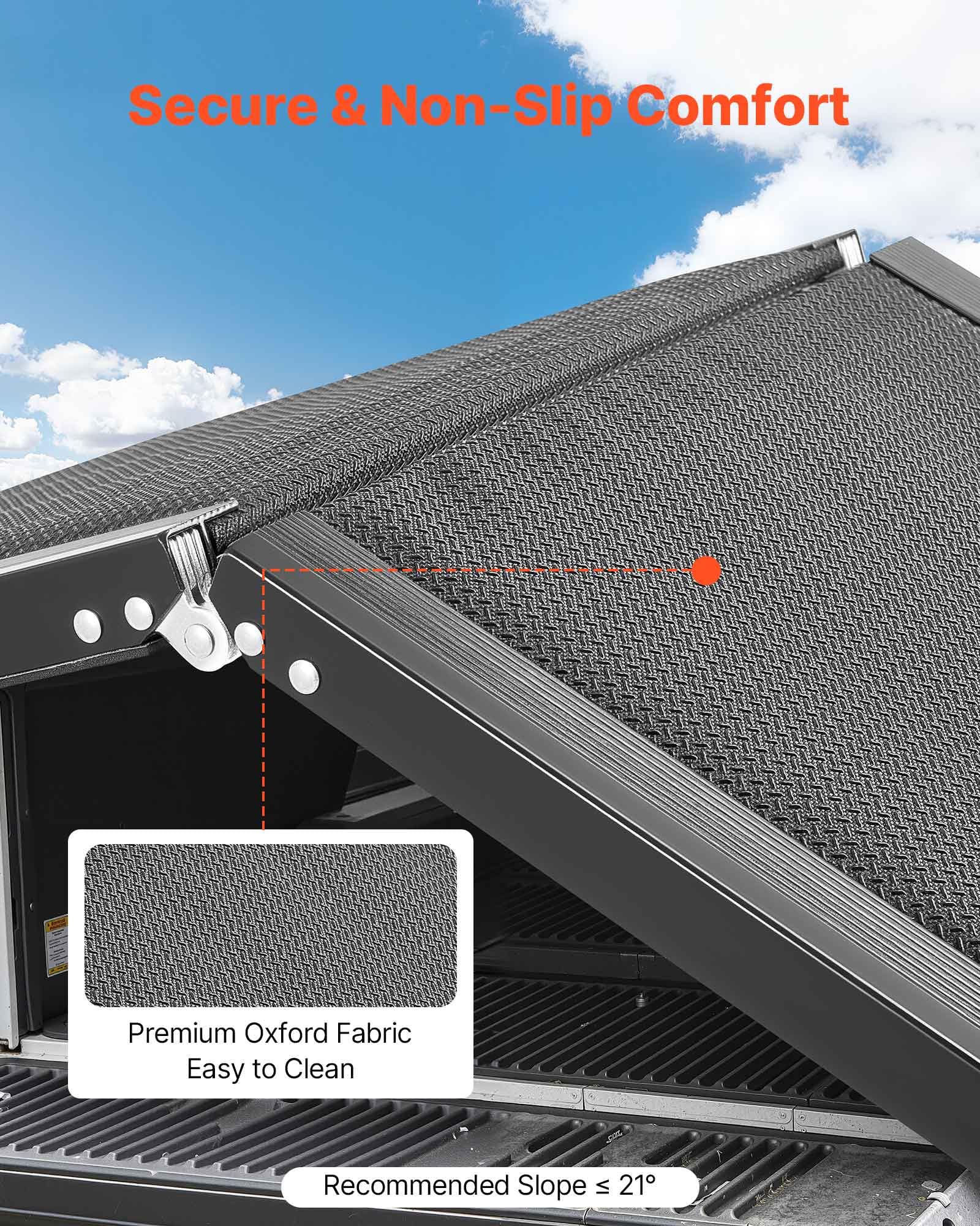 VEVOR Hunderampe, 160 x 43,2 cm, Faltbare Hundeautorampen für mittelgroße & große Hunde bis 113 kg, Hundetreppe mit Rutschfester Oxford-Gewebeoberfläche, tragbare Einstiegshilfe für SUV & LKW