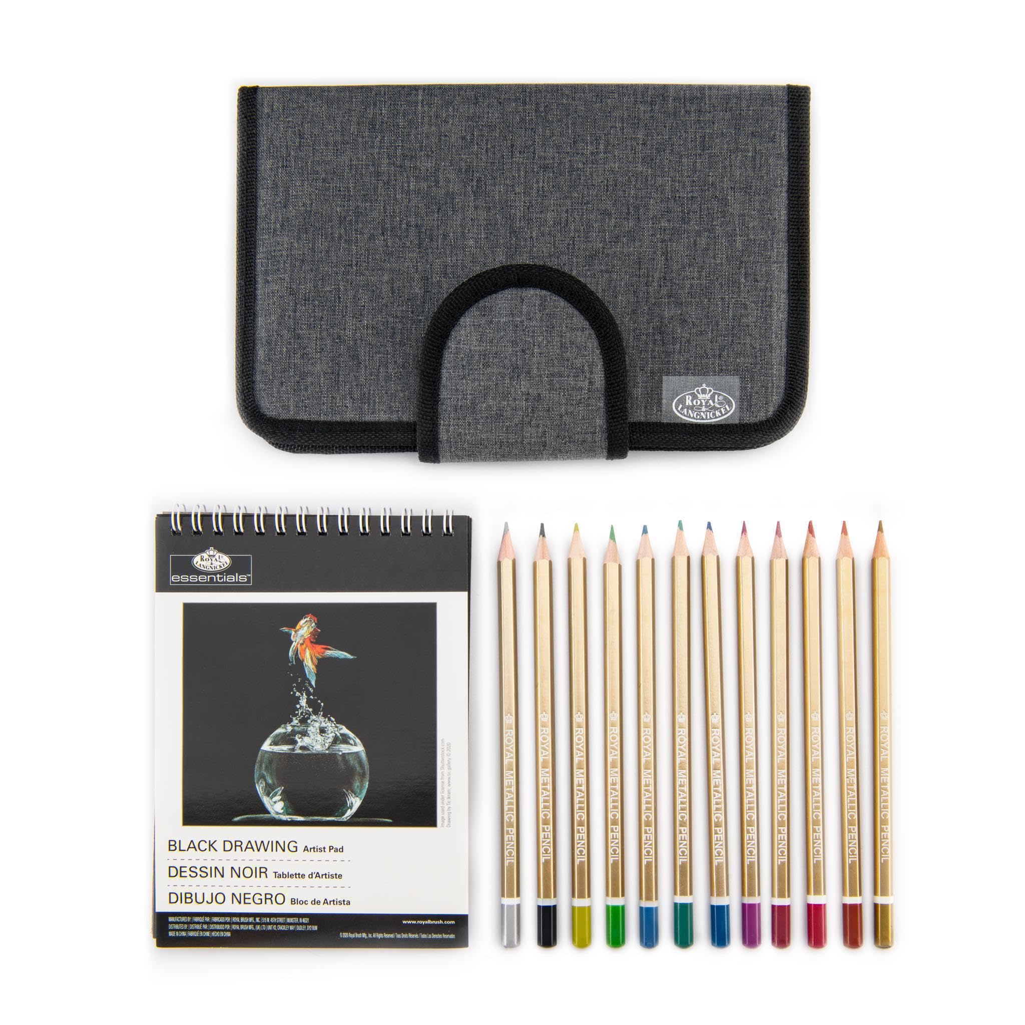 Royal & Langnickel Essentials Keep N' Carry Metallic Drawing Set, 14pc