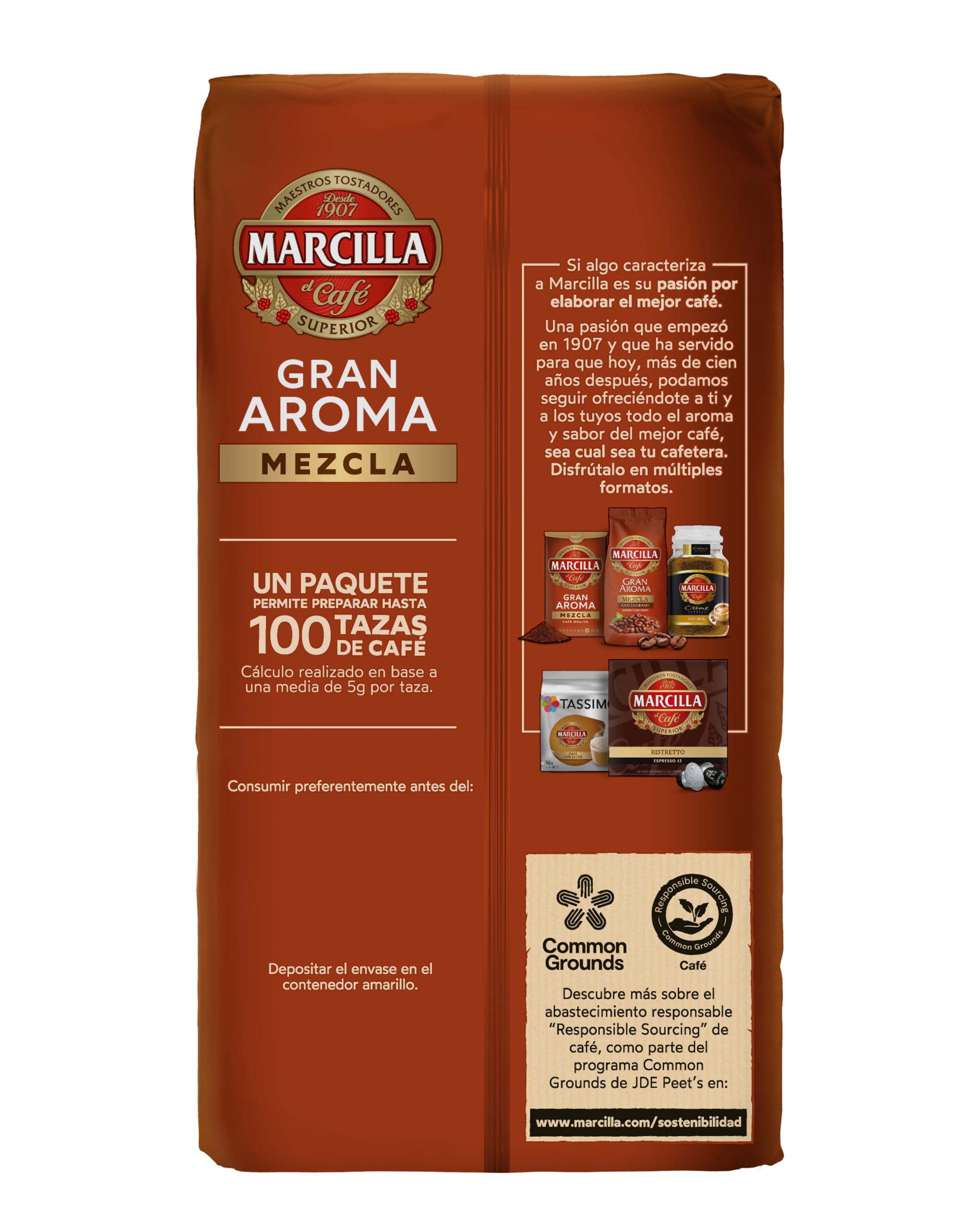 Marcilla Café Molido Mezcla |500 g | Para Cafetera Italiana, de Filtro o Pistón