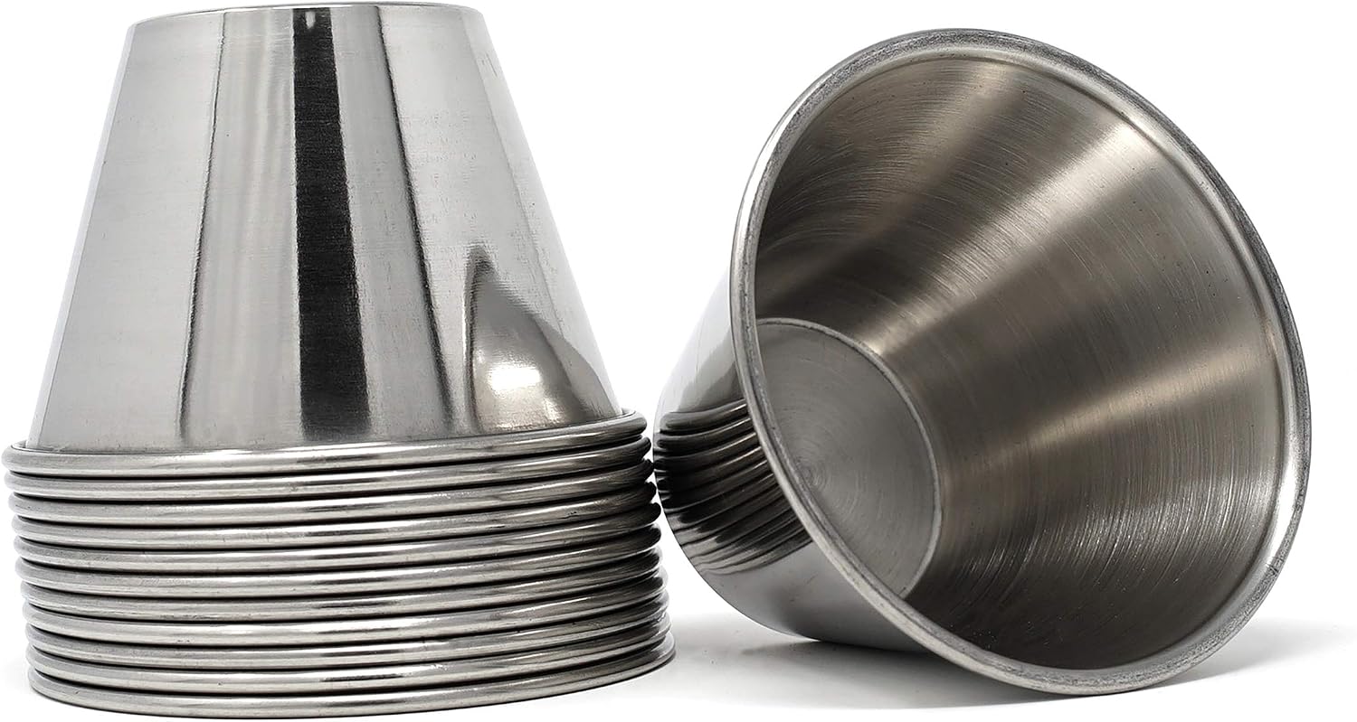 Winco SCP-40, 4-Ounce Stainless Steel Round Ramekin Condiment Sauce Cups, 1 Dozen Pack
