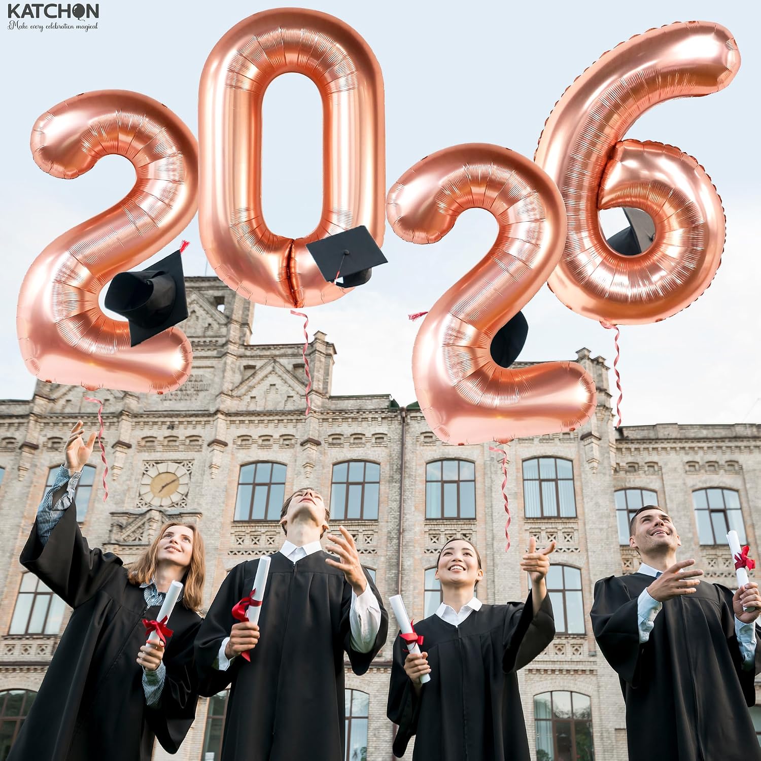 Rose Gold 2026 Balloons 42 Inch, Rose Gold Graduation Decorations 2026, Foil Number 2026 Graduation Balloons Class of 2026 Decorations | Graduation Party Decorations | Prom Decorations 2026, Katchon