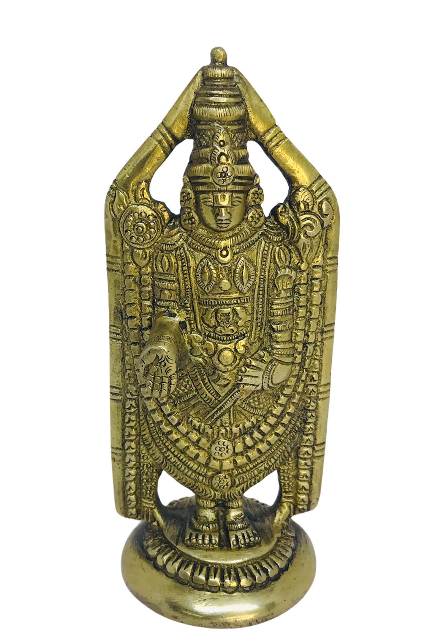 Balaji Arts India Brass Idol of Lord TIRUPATI Balaji | Lord SRI VENKATESWARA | Incarnation of Lord Vishnu Sculpture for Blessing,Health &Wealth (5.5")
