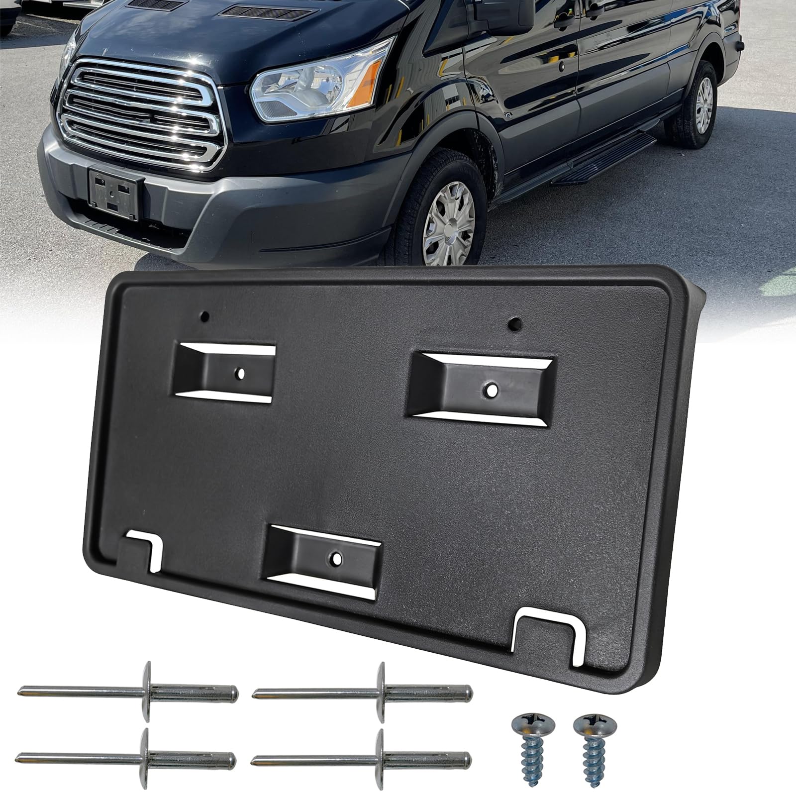 KYYET Front Bumper License Plate Frame Bracket Tag Holder Fits for 2015 2016 2017 2018 2019 Ford Transit 150 250 350 Replace CK4Z17A385AA FO1068156
