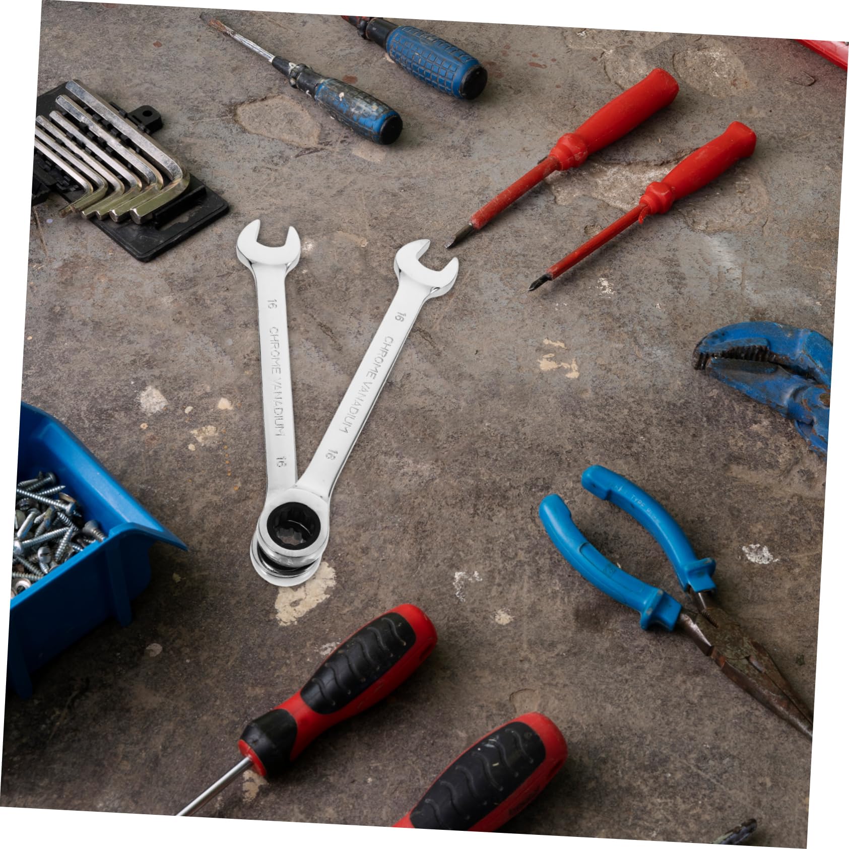 Homoyoyo 16mm 2pcs Double Head Ratchet Wrench Set Swivel Head 