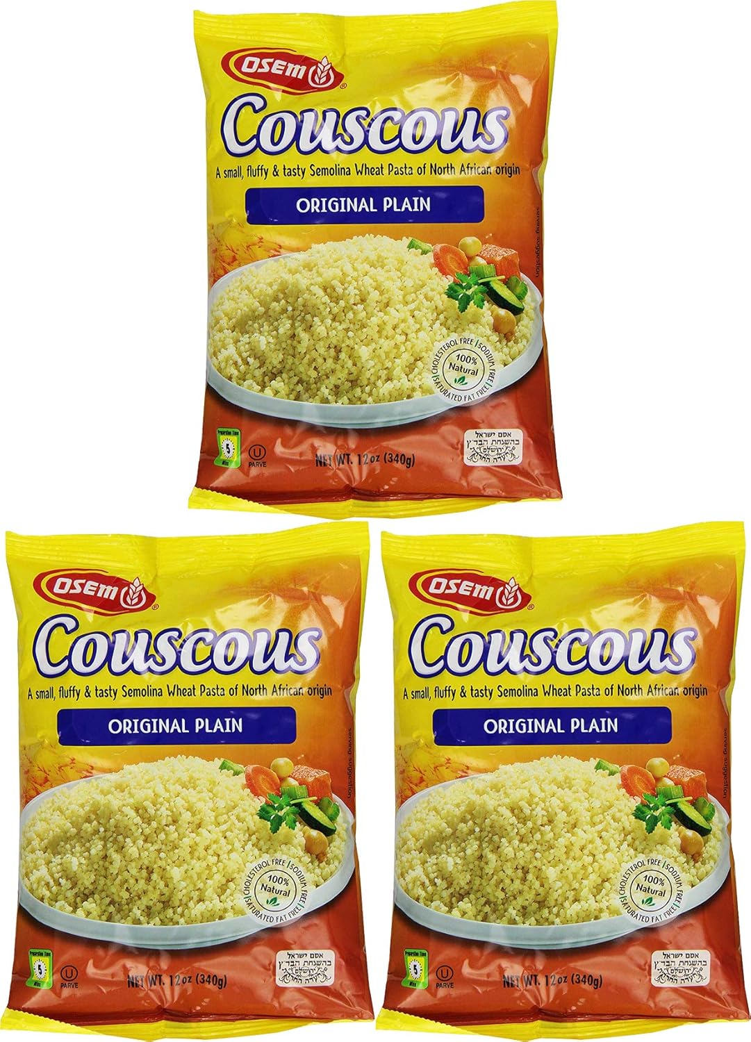 Osem Couscous, Original Plain, 12 Ounce (Pack of 3, Total
