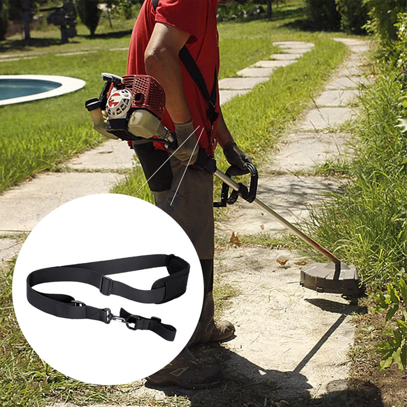 Tracolla Regolabile Imbottita Per Decespugliatore E Attrezzi Da Giardino - Spallaccio Comfort, Lunghezza 62-112 Cm