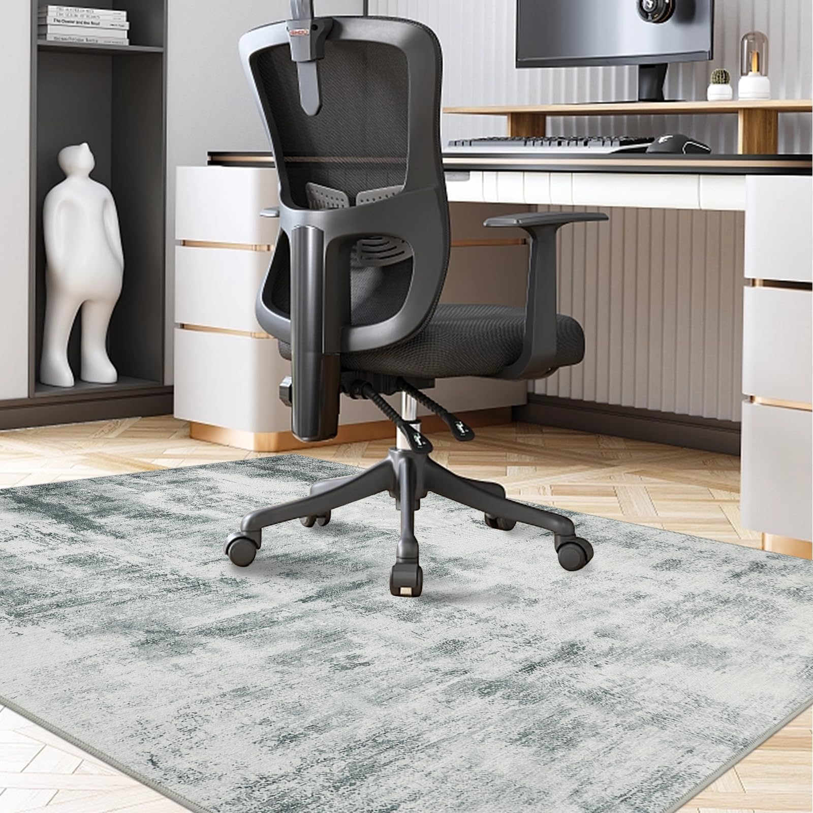 Famibay Protector Suelo Silla Ruedas 120x150cm Grande Antideslizante Alfombra Silla Escritorio Gris Moderno Lavable Protector Suelo para Escritorio Suelo Despacho OEKO-TEX STANDARD 100