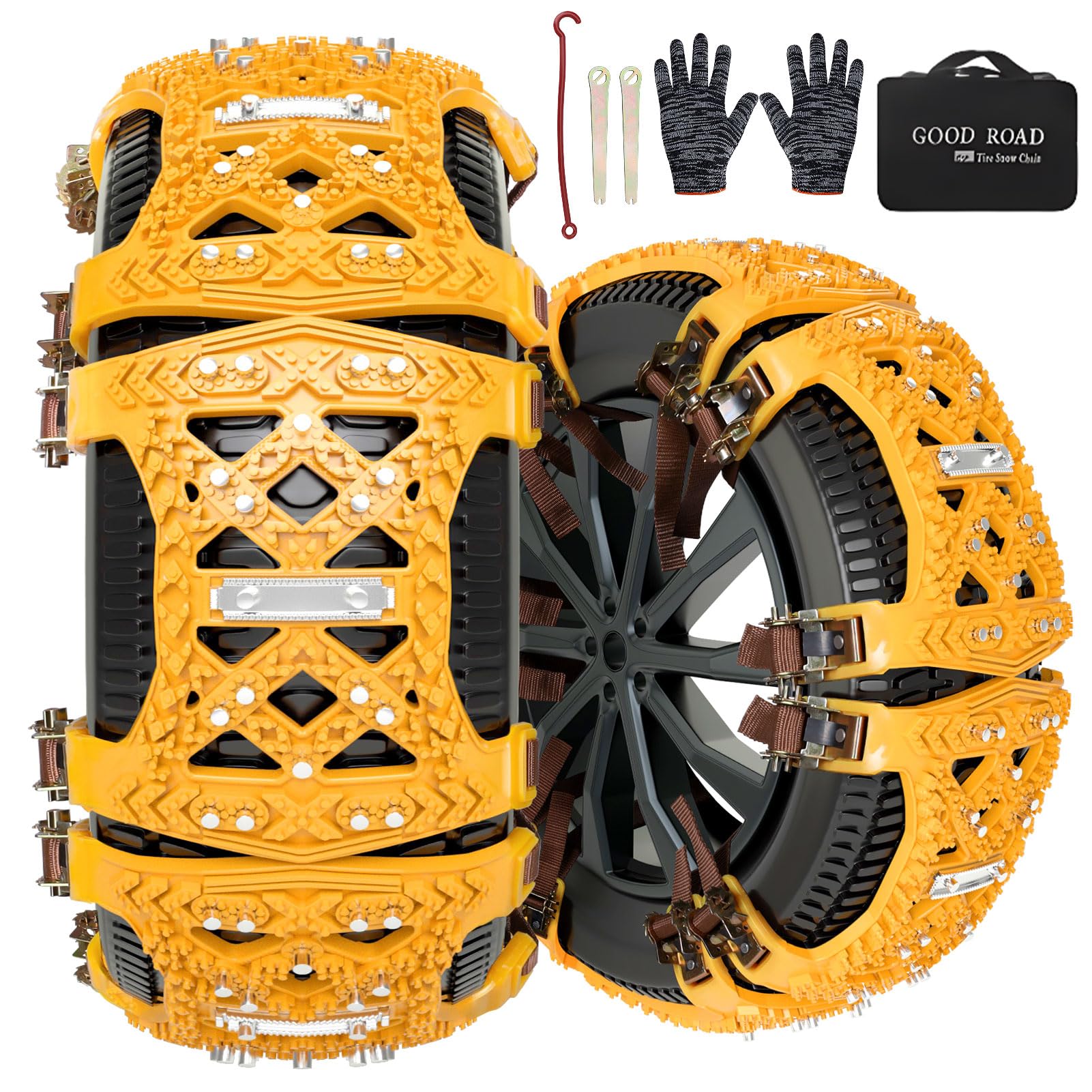 Lot de 6 chaînes à neige réglables,Chaines Neige Voiture Universel,Chaînes à Neige, Chaînes Voiture Anti-Dérapant,Chaînes De Neige Type pour voiture, SUV (TPU)