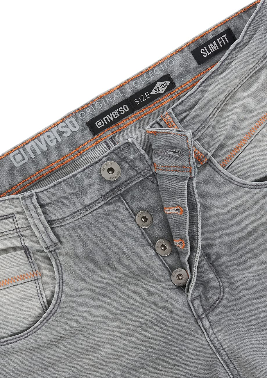 riverso Jeans Herren Stretch Slim Fit RIVCaspar Jeanshose Hose Denim | Schwarz Blau Grau 29 30 31 32 33 34 36 38