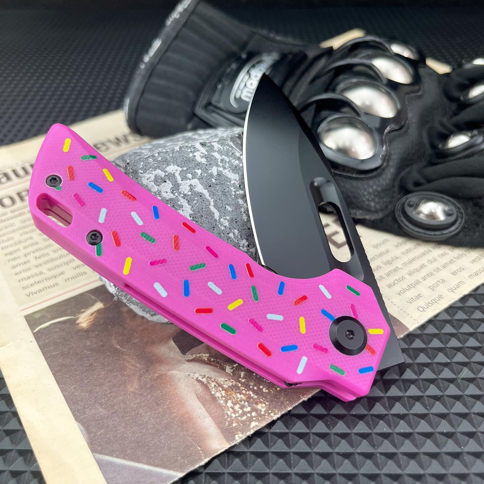 EDC Pocket Knife - D2 Steel Blade With G10 Handle & Crossbar Lock, Purple