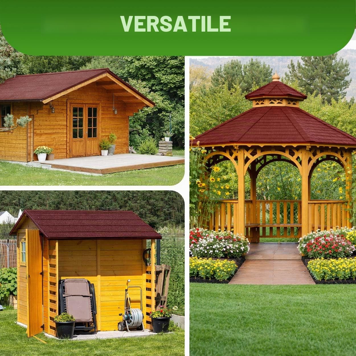 Gartenpirat Cartone catramato autoadesivo rosso 2,5 m² (0,5 x 5 m) KSK Membrana bituminosa per casette da giardino, tettoie per auto, gazebo e rimesse per attrezzi