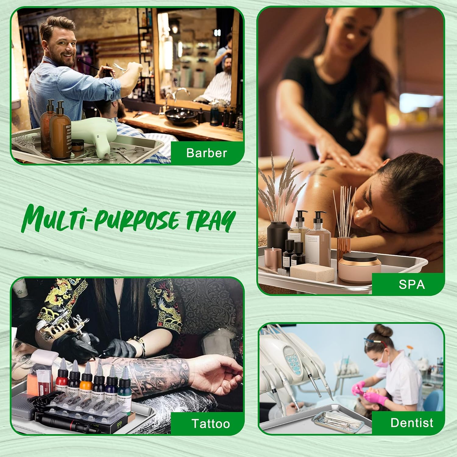 Premium Aluminum Instrument Salon Tray Tattoo Rolling Tray Station-Silver : Office Products