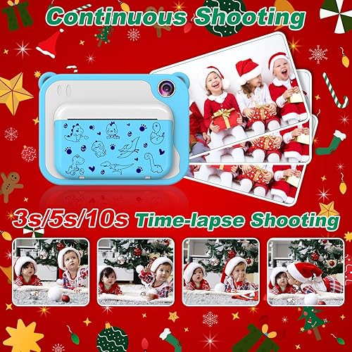 Miniatura 6 de USHINING Cámara para niños de impresión instantánea Cámara de impresión digital de 12MP para niños de 3 a 12 años Cámara instantánea para niños de