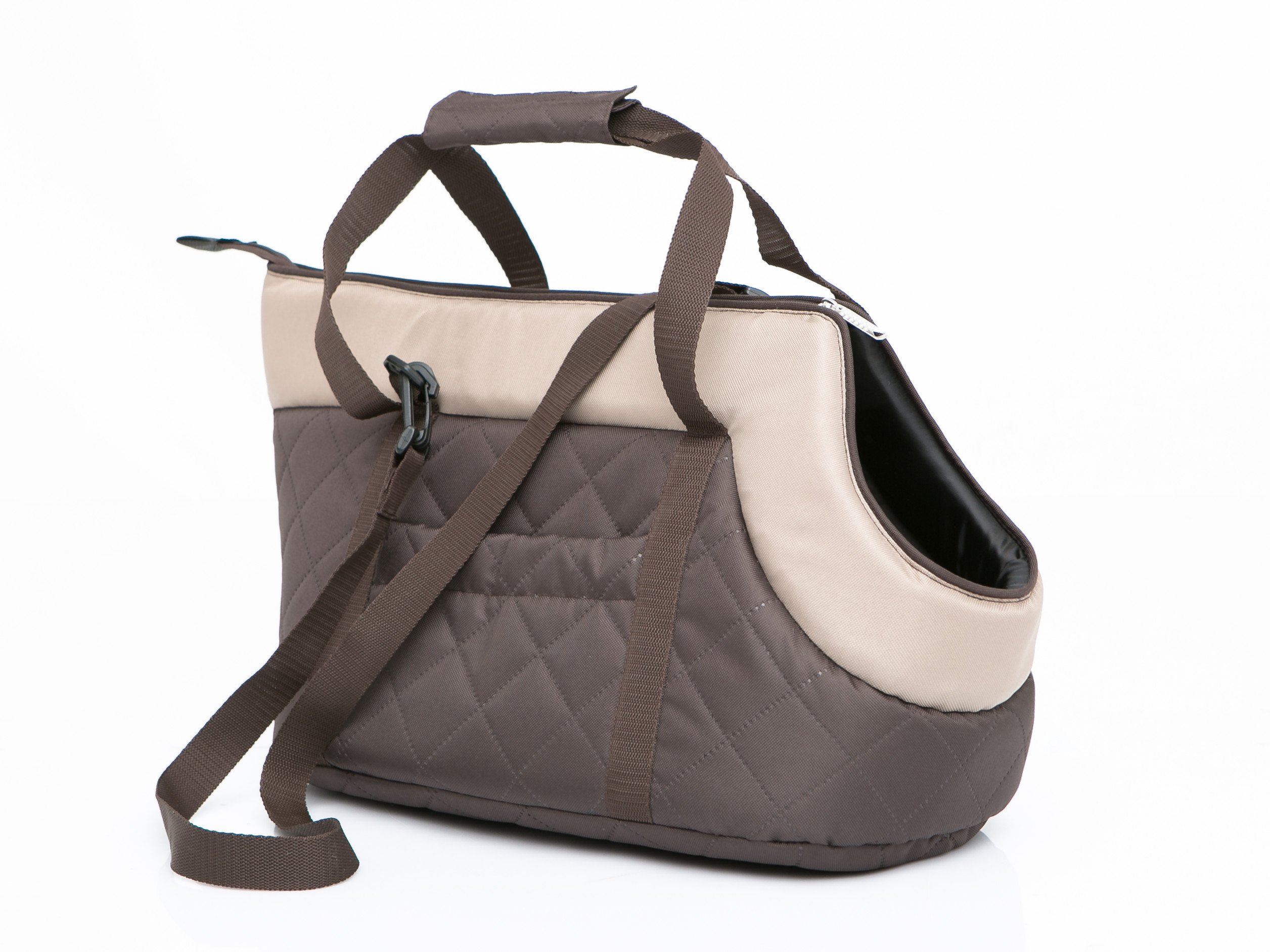 Bolsa de transporte, para perros y gatos, dos maneras de transportar, seguridad de mascotas, saco, saco para perros, R2: 30 x 50 cm, marrón con bufanda beige