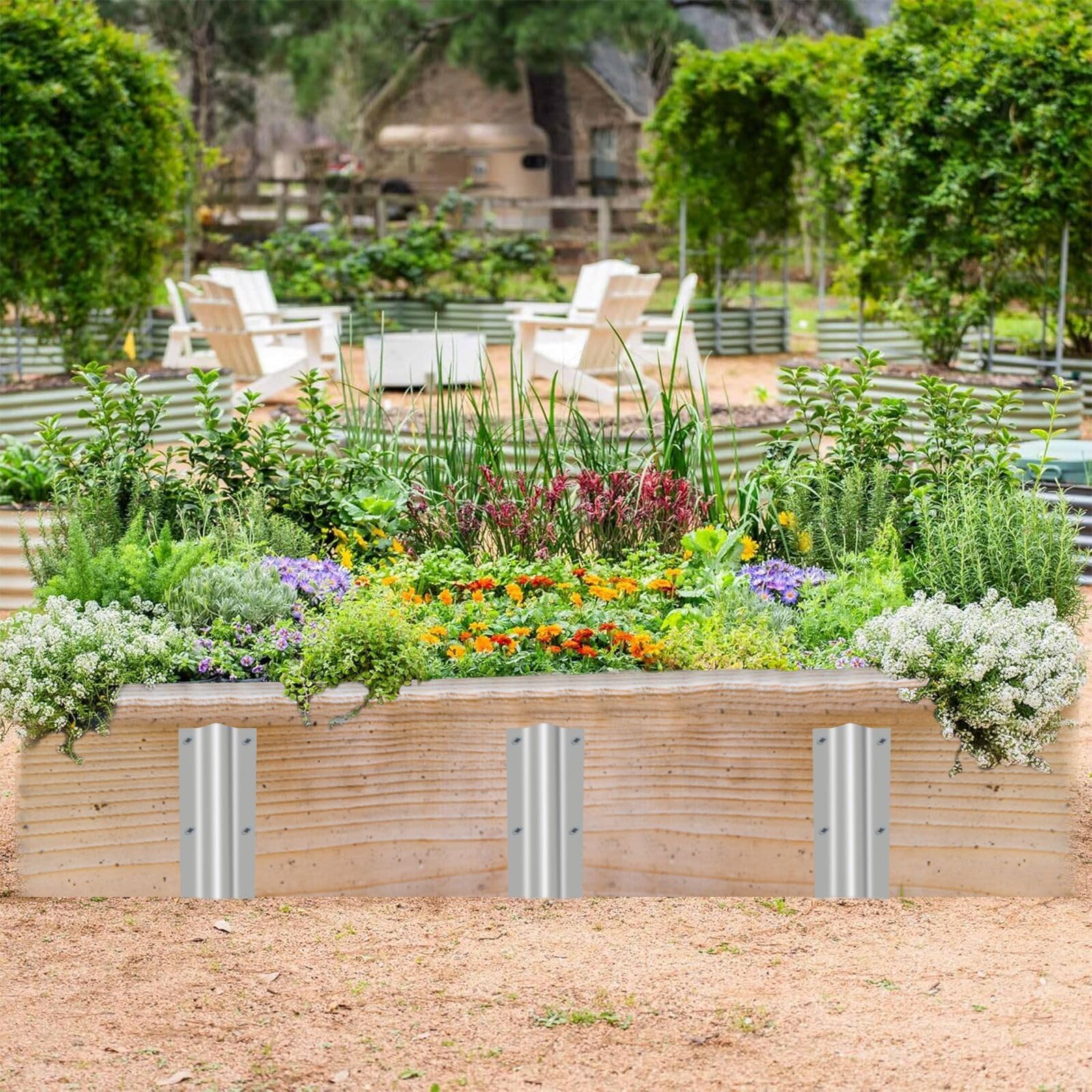 10 embouts de traverses, piquets de traverse pour allée robuste, support de traverse de chemin de fer en acier galvanisé, piquet de jardin pour bordure de parterre de plantes en bois