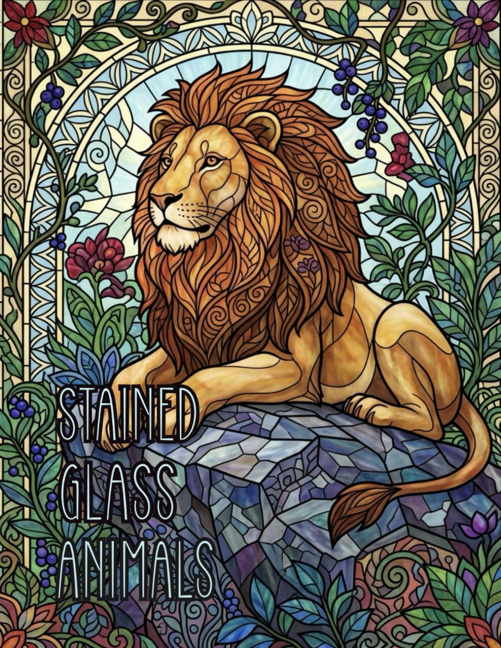 Stained Glass Animals Coloring Book: A Beautiful Animal Coloring Book for Adults with Flowers, Foliage & Intricate Nature Designs (Stained Glass Nature Coloring Collection)