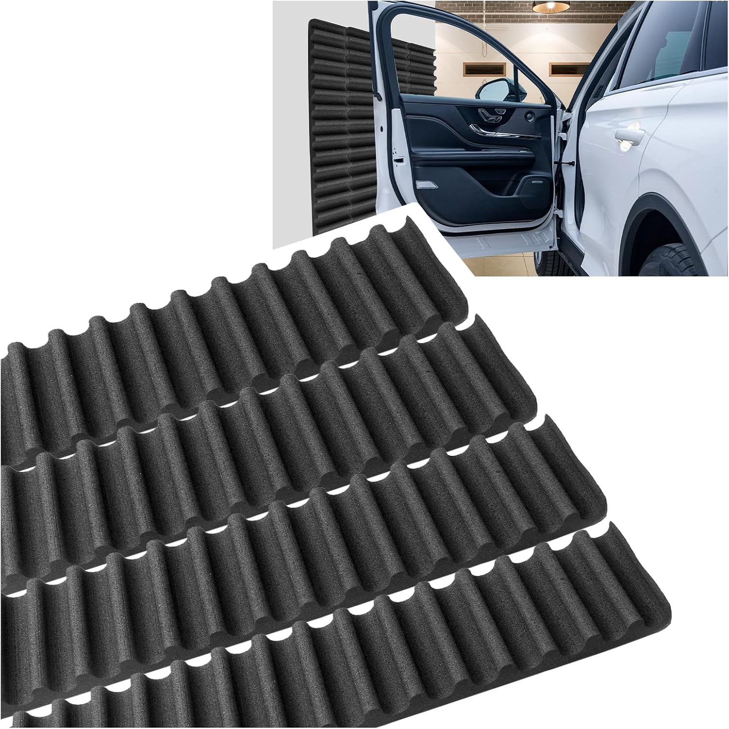 4 Pieces Garage Wall Protector with Wave Design (15.75 x 2.76 Inches) — Self-Adhesive Car Bumper Protector Avoid Impact, Universal Car Door Edge Protector for Cars, Trucks, SUVs Garage Parking Aid