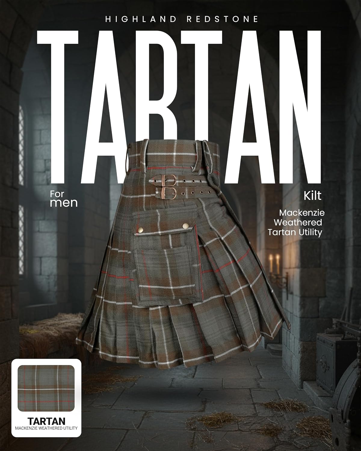 Valor Tartan Utility Kilt for Men I 16oz Scottish Tartan Kilts 5 Yards Premium Acrylic Wool Kilts Traditional Mens Kilt