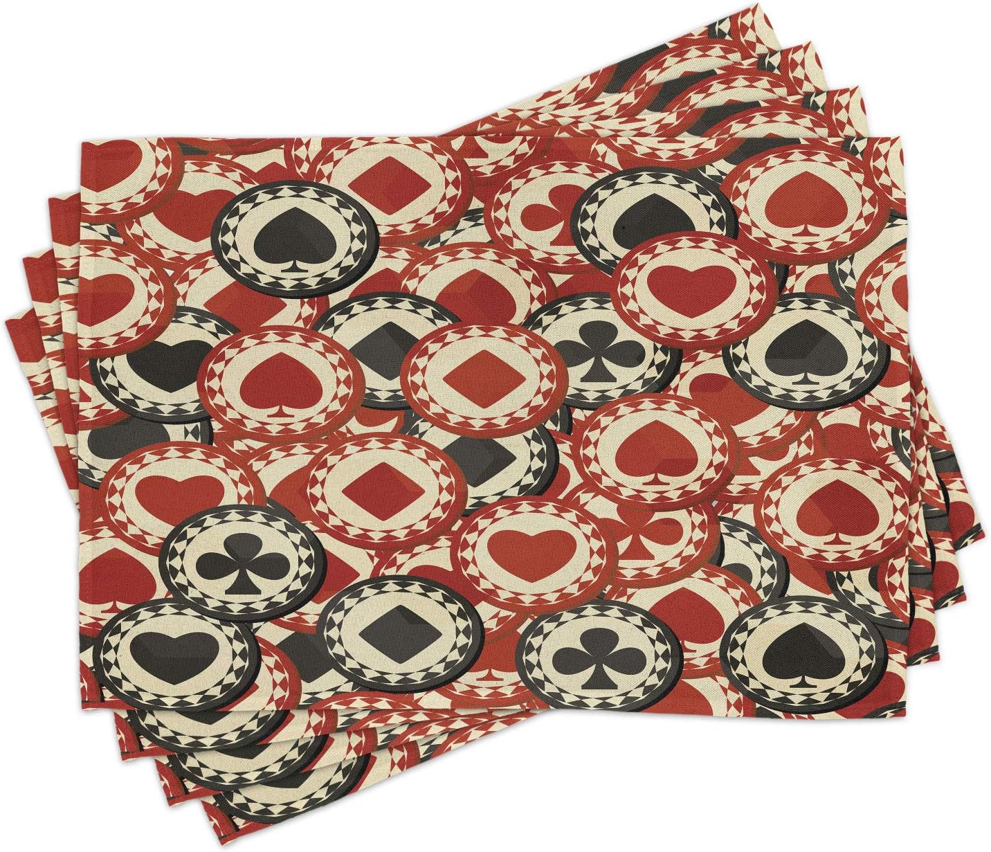 Lunarable Casino Place Mats Set of 4, Poker Chips