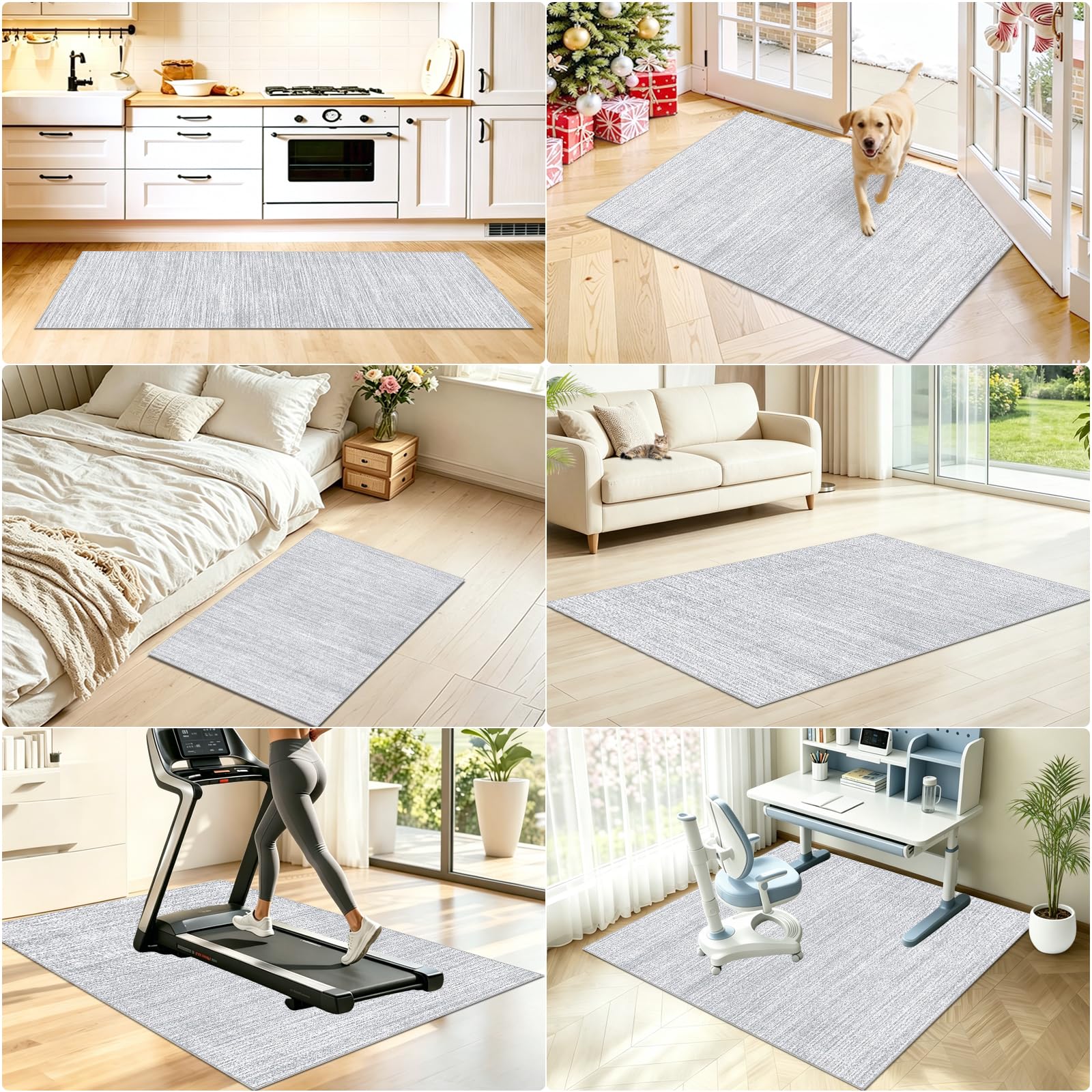 Tappetino per Sedia da Ufficio per Pavimenti Duri, Antigraffio, per Sedie da Scrivania, per Pavimenti in Laminato, Tappeto Sotto Scrivania, Antiscivolo per Tappeti, Tappetino Gaming Grigio 150 x 170cm