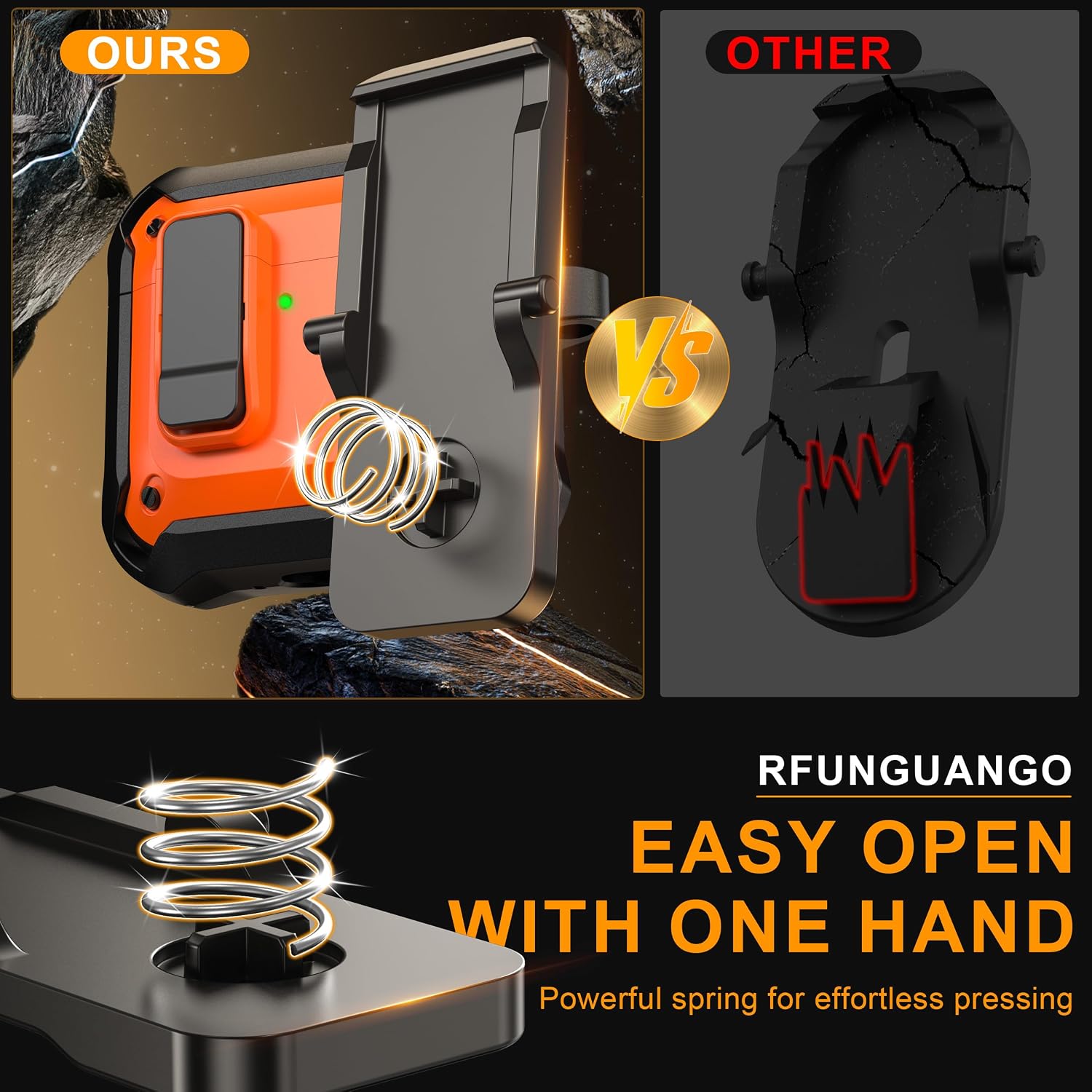 RFUNGUANGO AirPods 4 Case with Lock Magnetic Lid MagSafe, Orange image 4