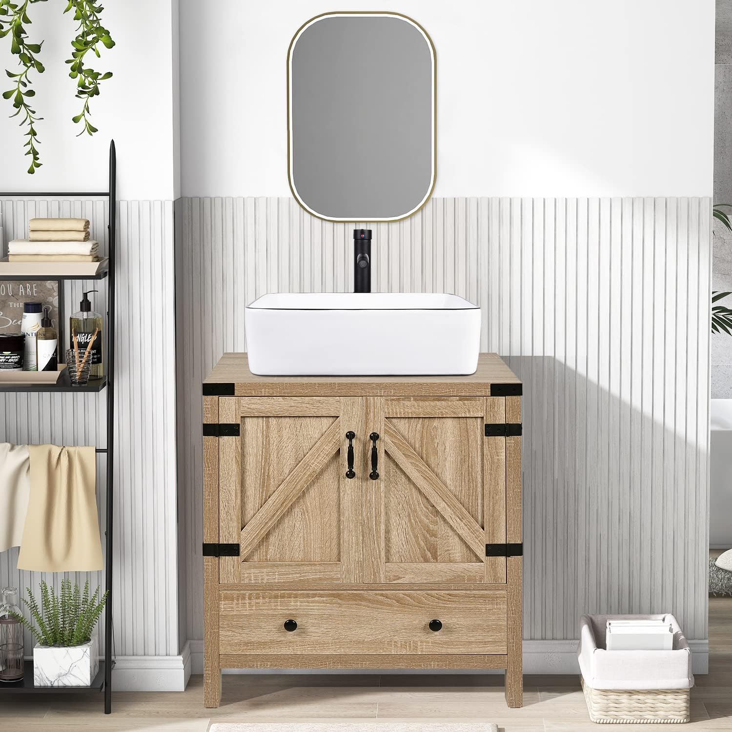 Amazon.com: 24 Inch Hickory Bathroom Vanity - Rustic Country Wooden ...