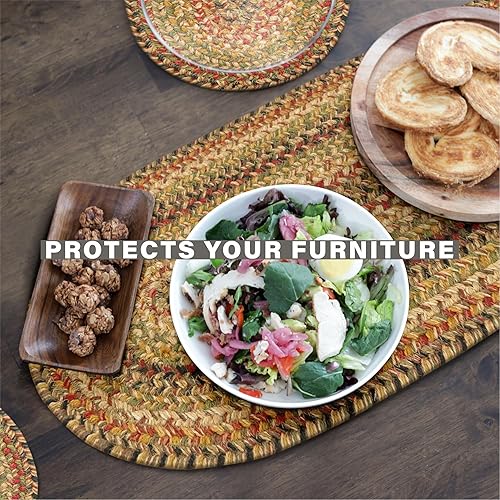 Miniatura 3 de Homespice Kingston - Manteles individuales tejidos de yute, decoración cálida de campo, juego de 4, manteles rectangulares multicolor de 13 x 19