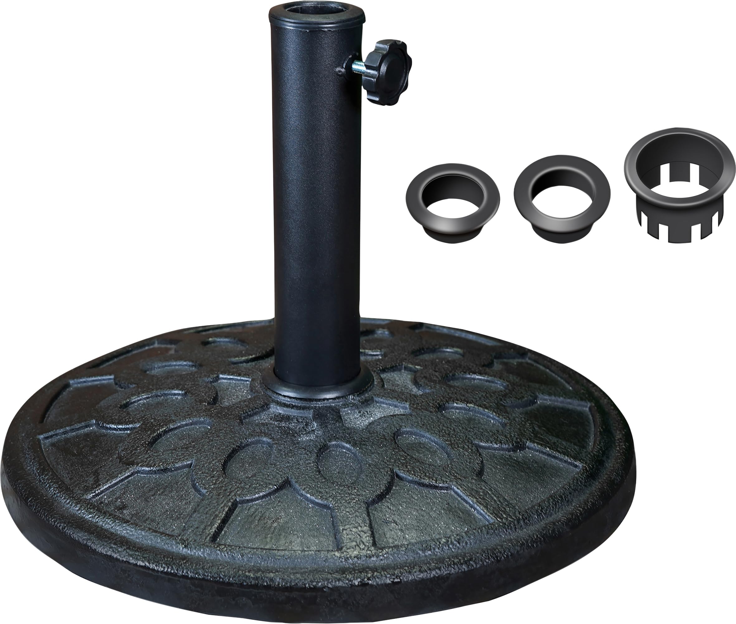 St Helens Home and Garden Ornate Parsol Base For Most Poles 35mm, 38mm, 40mm diameter, Made From Robust Weatherproof Heavy-Duty, Easy Clean Resin, Use in Gardens, Yards, Outdoor Areas 8kg