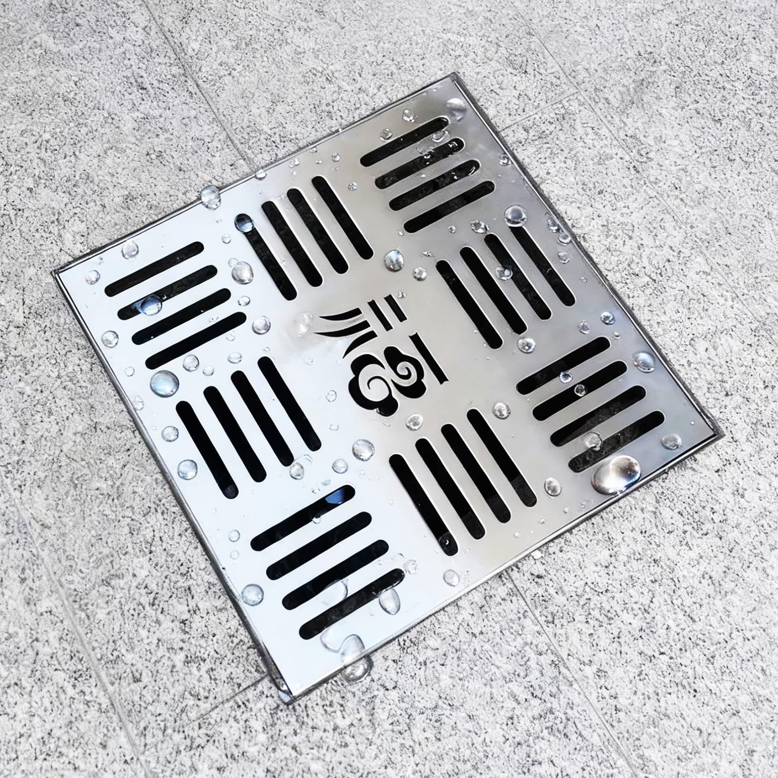 Caniveau Exterieur Grille de Drainage Carrée pour L'extérieur et L'intérieur. Grille de Drainage en Acier Inoxydable 304 pour Douche, Cuisine, Jardin(45x45x3cm(17.7x17.7x1.2in))
