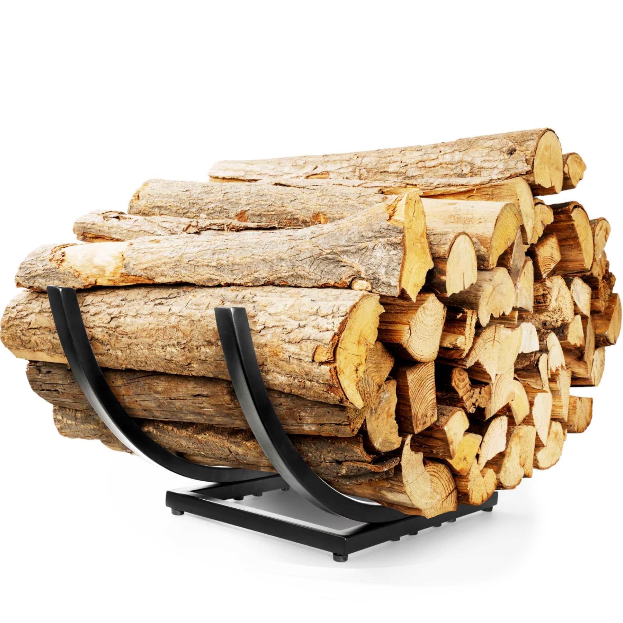 Qiang Ni Fireplace Wood Holder: Indoor Curved Log Wood Rack for Firewood - Firewood Storage Shelves for Yard Patio Garden - 22 Inch Metal Outdoor Fireplace Accessories