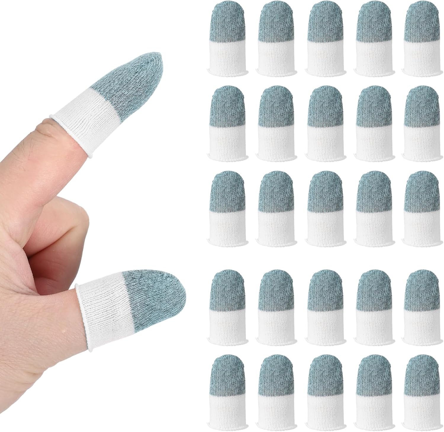 PATIKIL Controller Finger Thumb Sleeve, 40 Pack Mobile Gaming Finger Sleeve Silver Fiber Tip Gloves Anti-Sweat Breathable for Game Phone Touchscreen Devices, White/Red